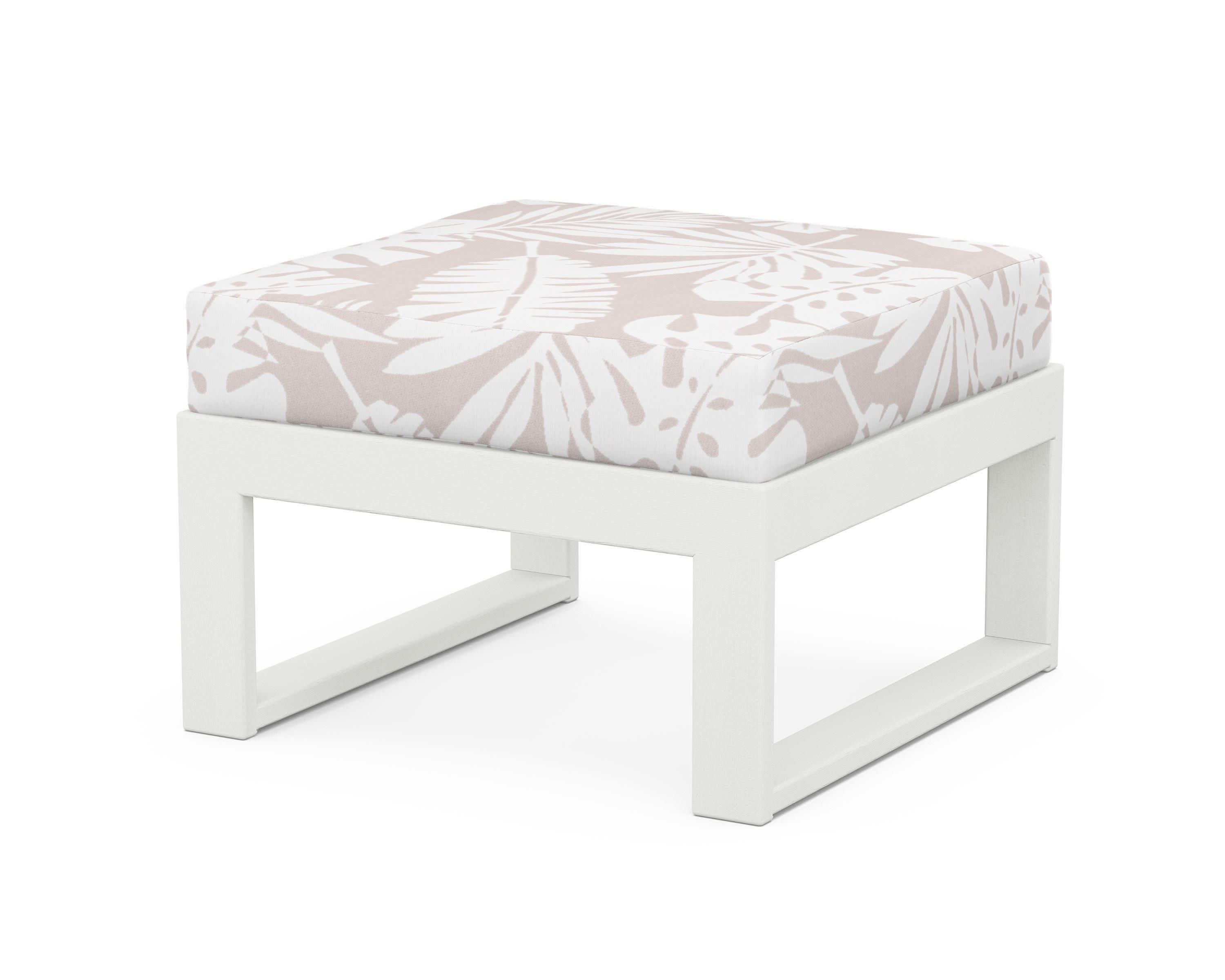 Modular Ottoman - Modern in Vintage White / Leaf Dune Burlap