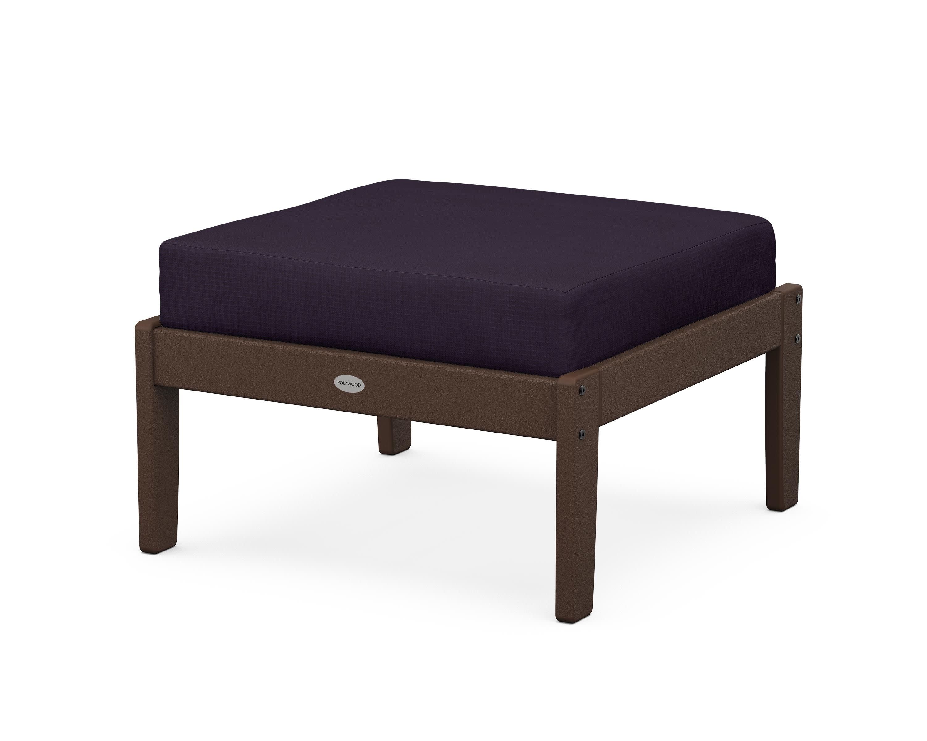 Braxton Deep Seating Ottoman in Mahogany / Navy Linen