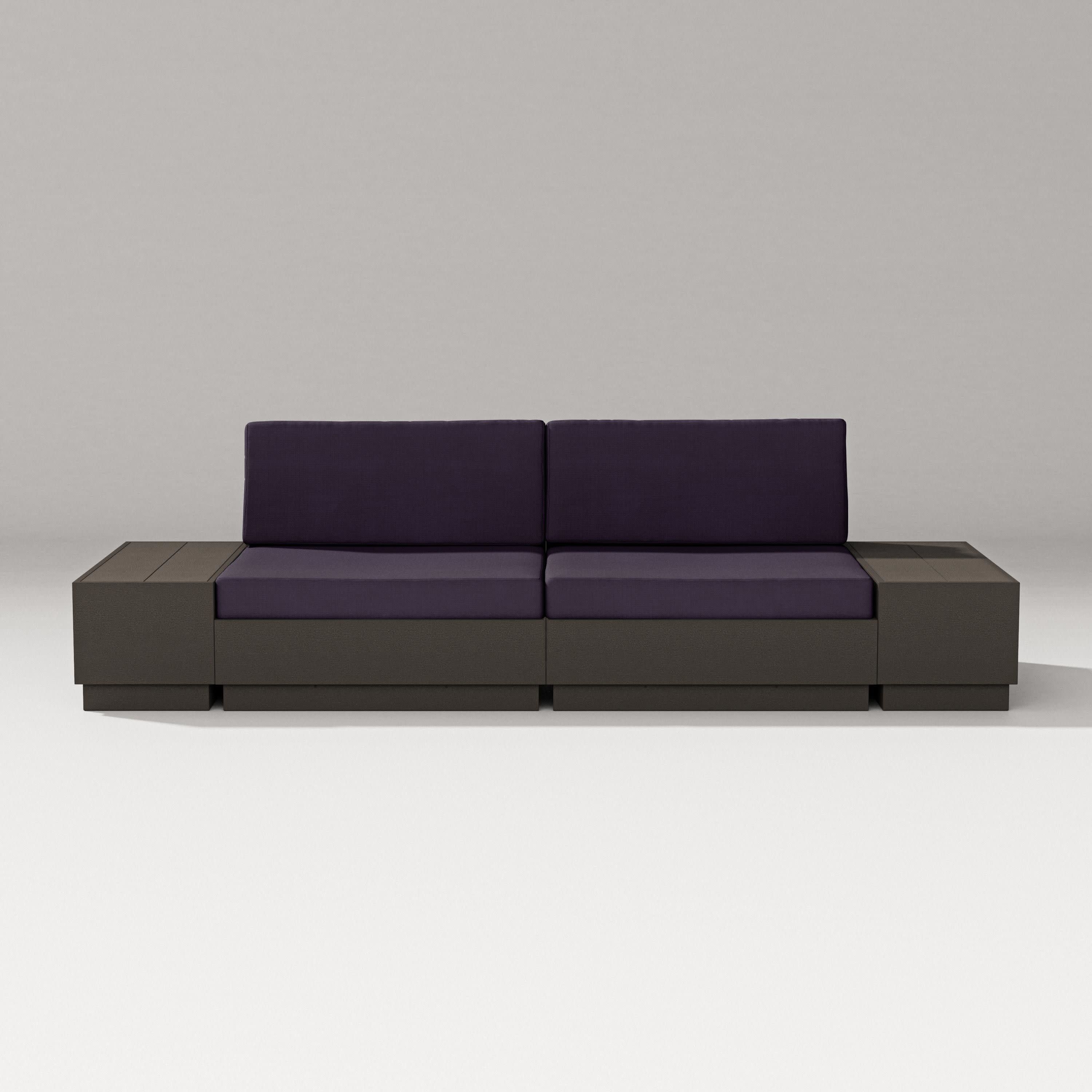 Elevate 4-Piece Loveseat Sectional in Vintage Coffee / Navy Linen