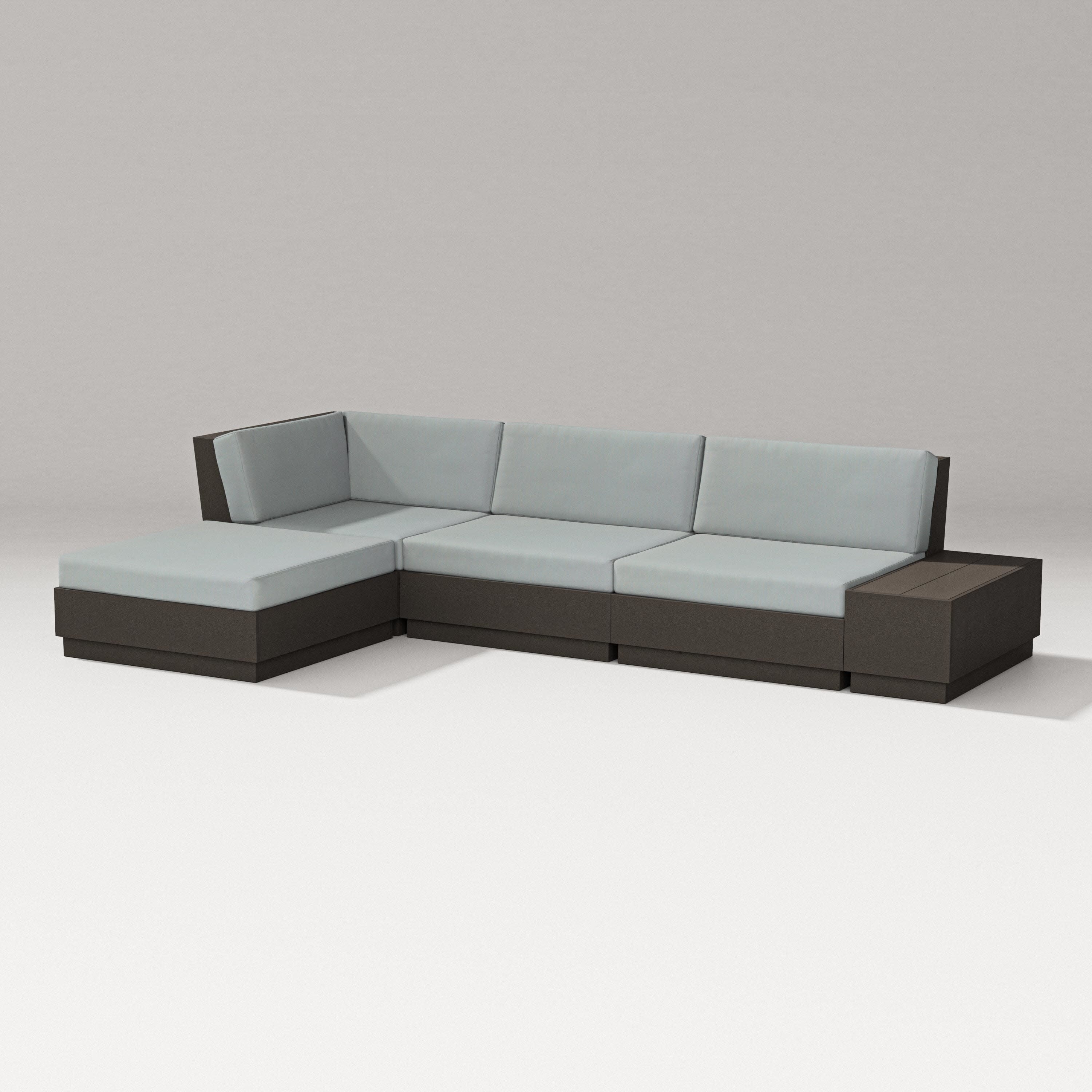 Elevate Chaise Sectional in Vintage Coffee / Spa
