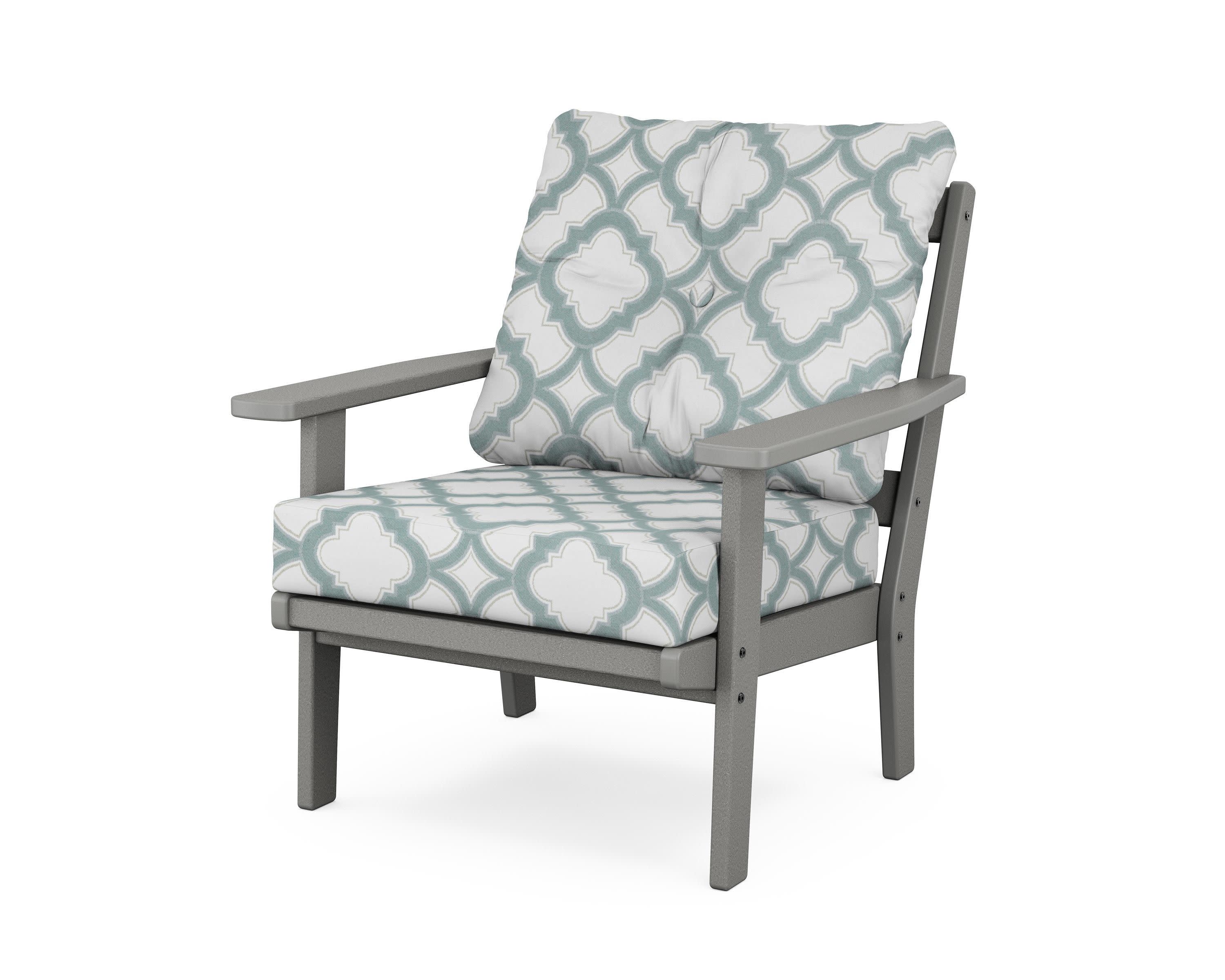 Oxford Deep Seating Chair in Slate Grey / Trellis Glacier Spa