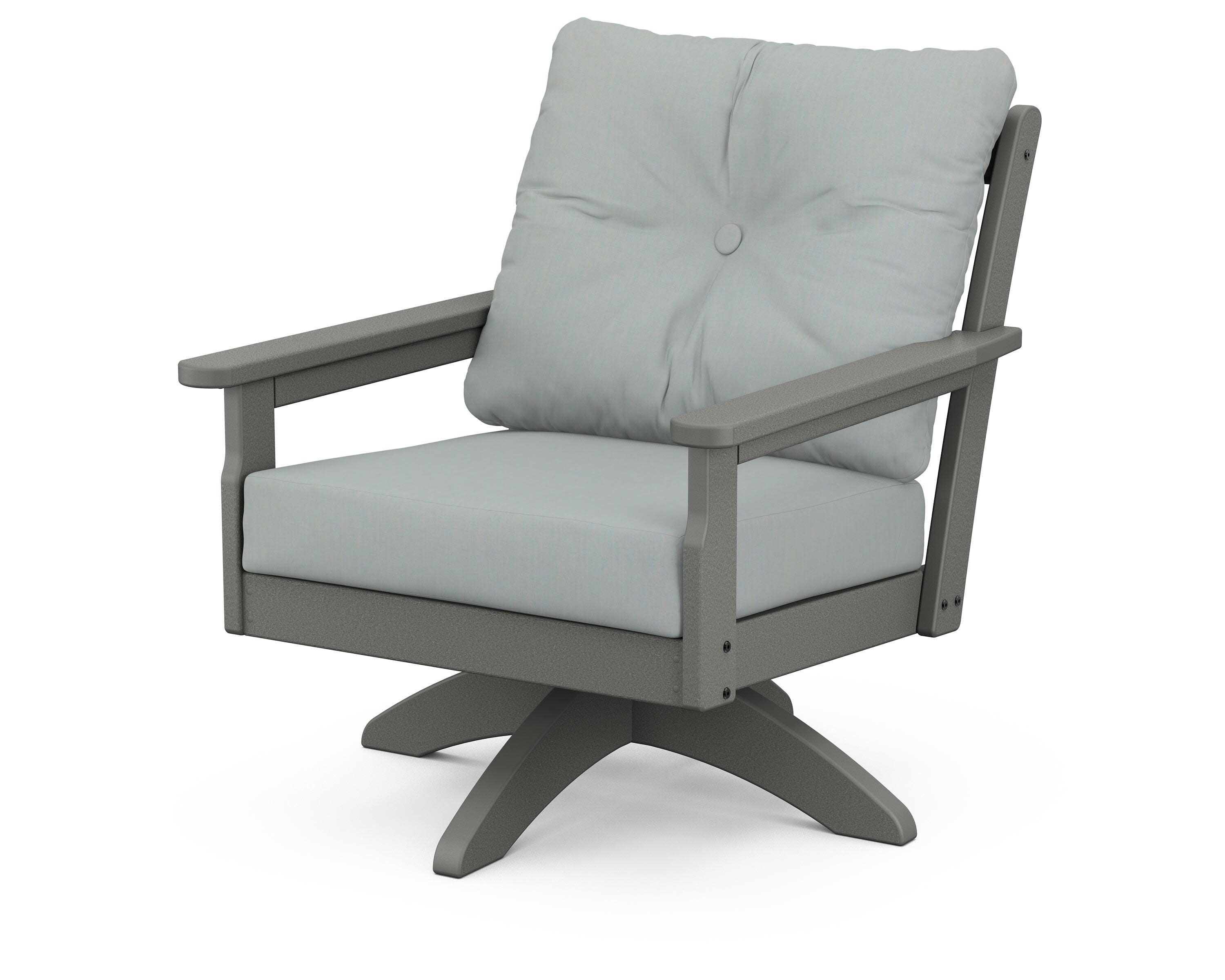 Vineyard Deep Seating Swivel Chair in Slate Grey / Spa