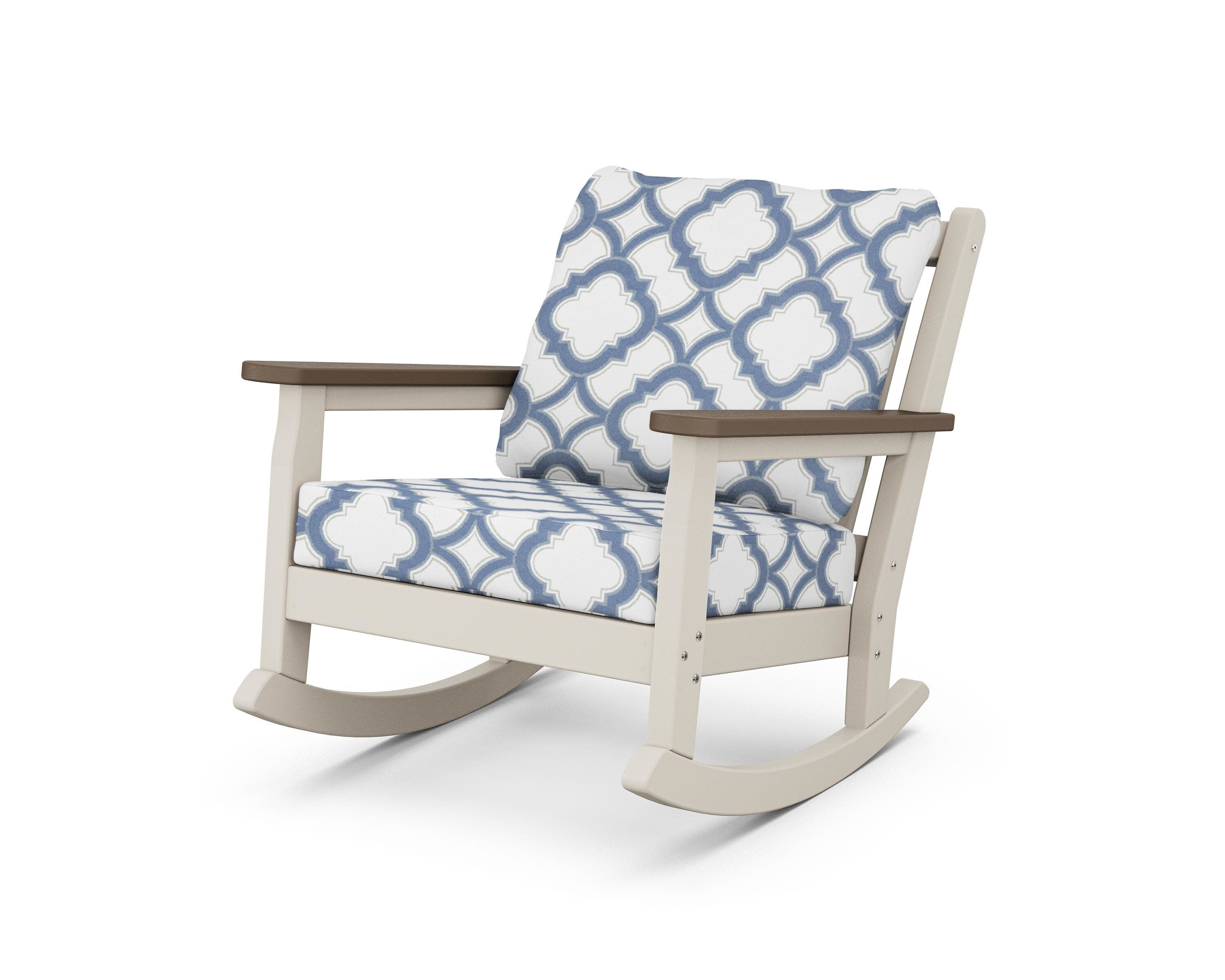 Chippendale Deep Seating Rocking Chair in Sand / Kona / Trellis Sky Blue