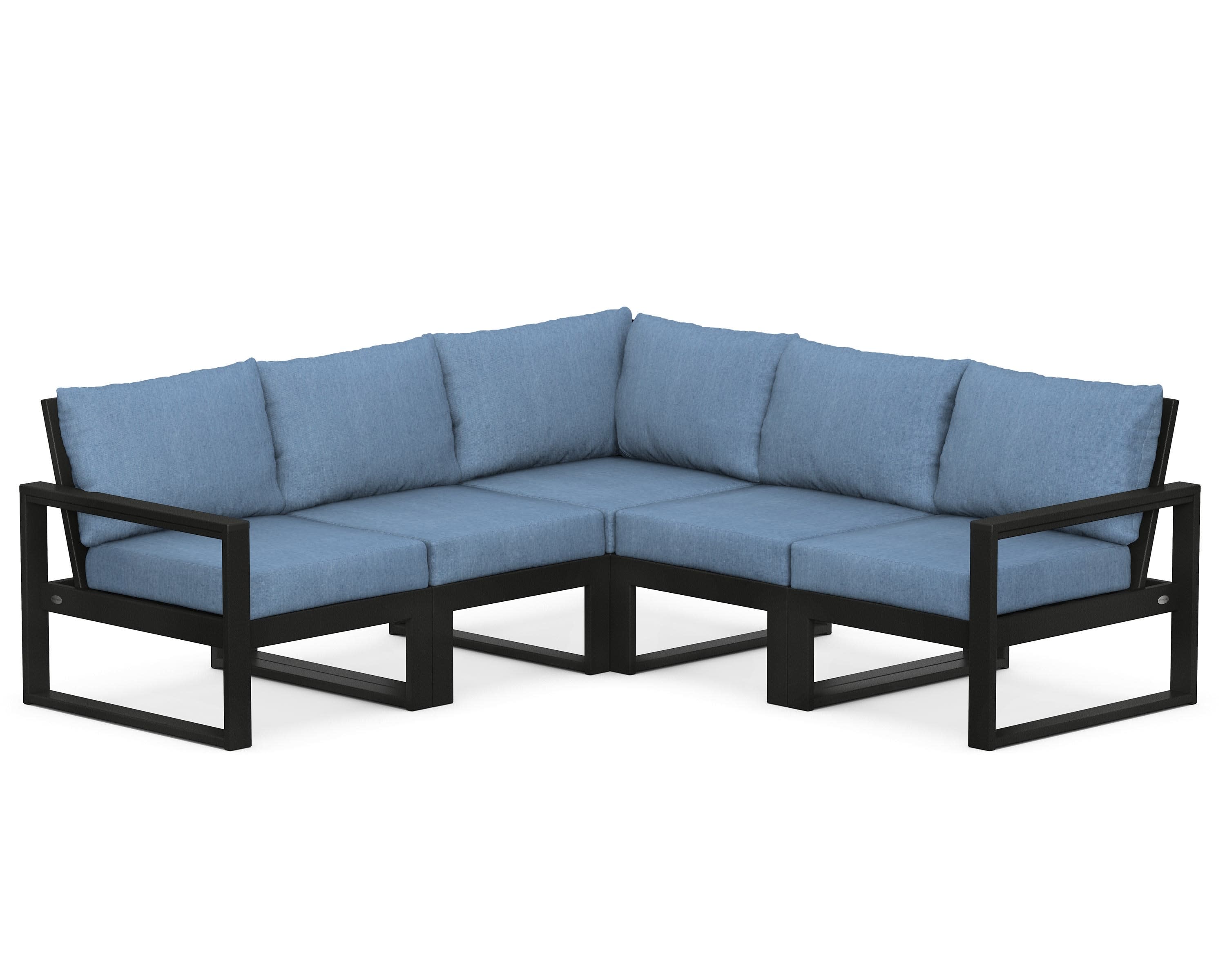 EDGE 5-Piece Modular Deep Seating Set in Black / Sky Blue