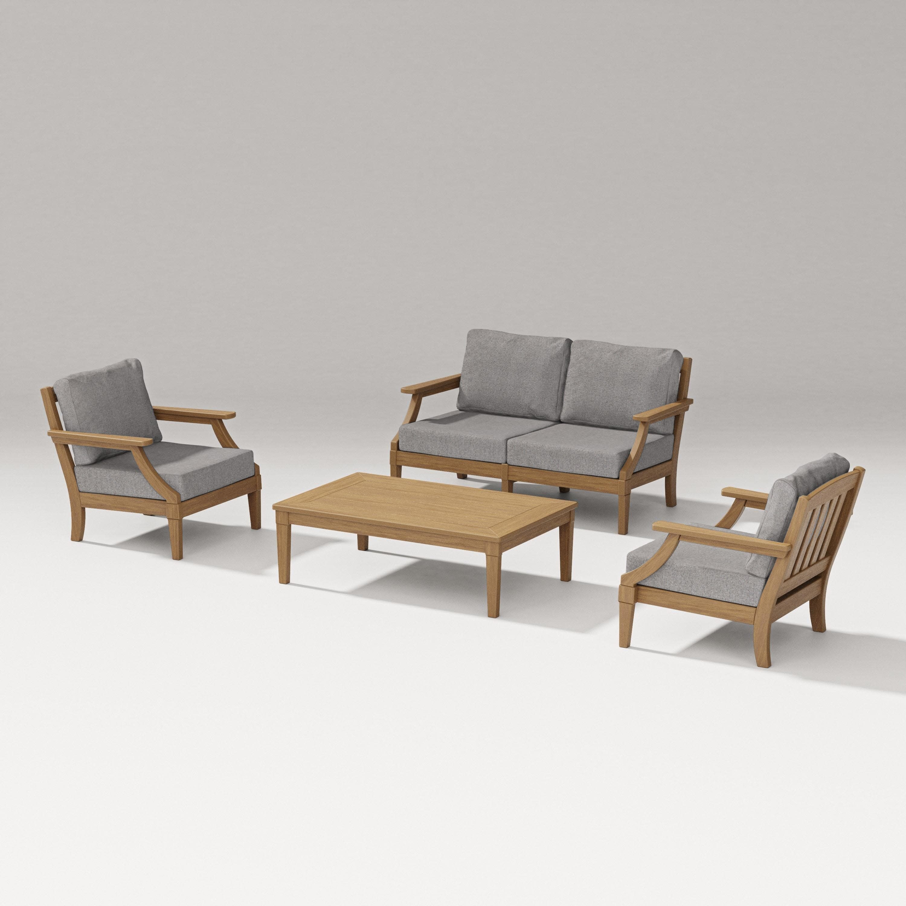 Estate Lounge 4-Piece Loveseat Set in Natural / Grey Mist