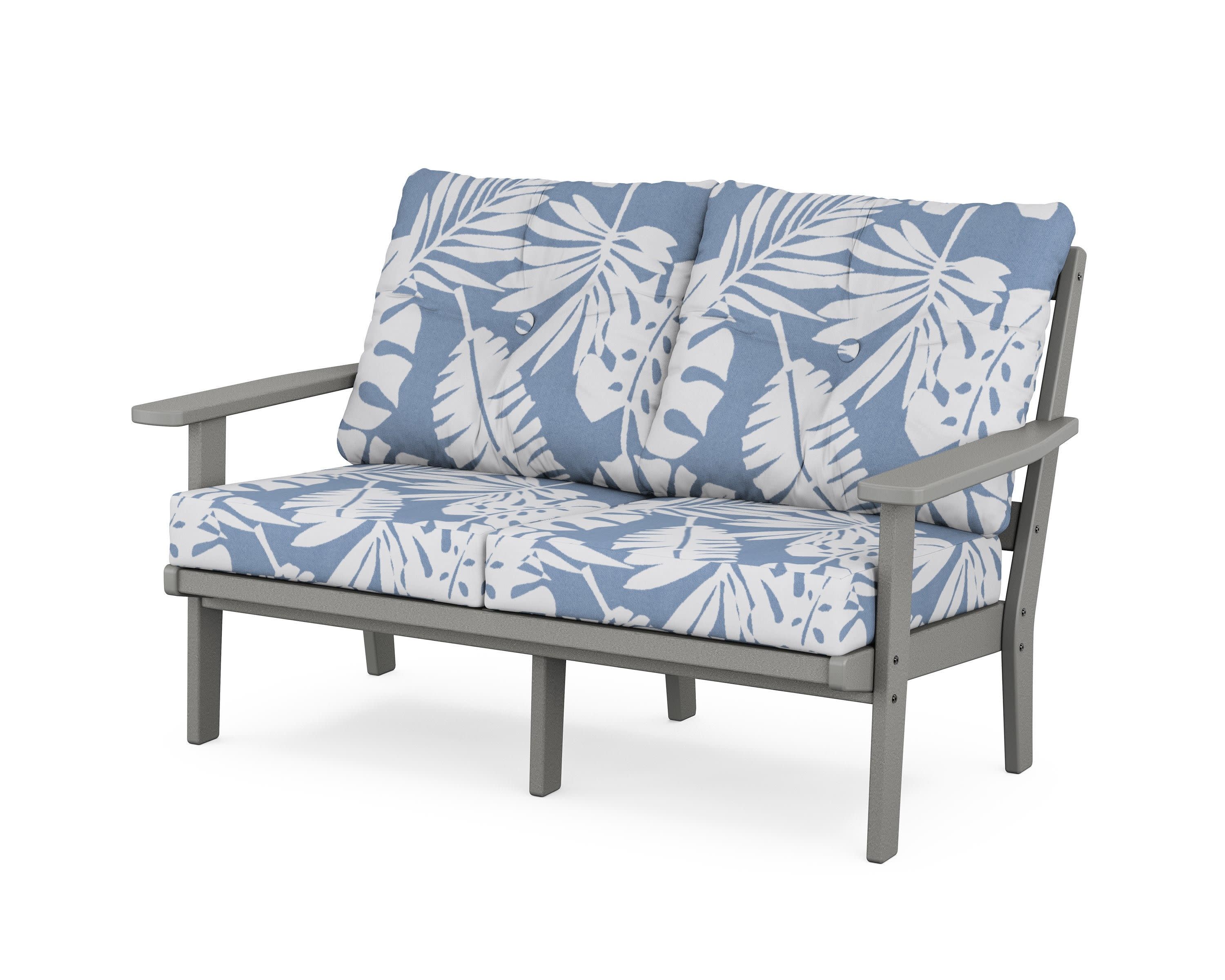 Oxford Deep SeatingLoveseat in Slate Grey / Leaf Sky Blue