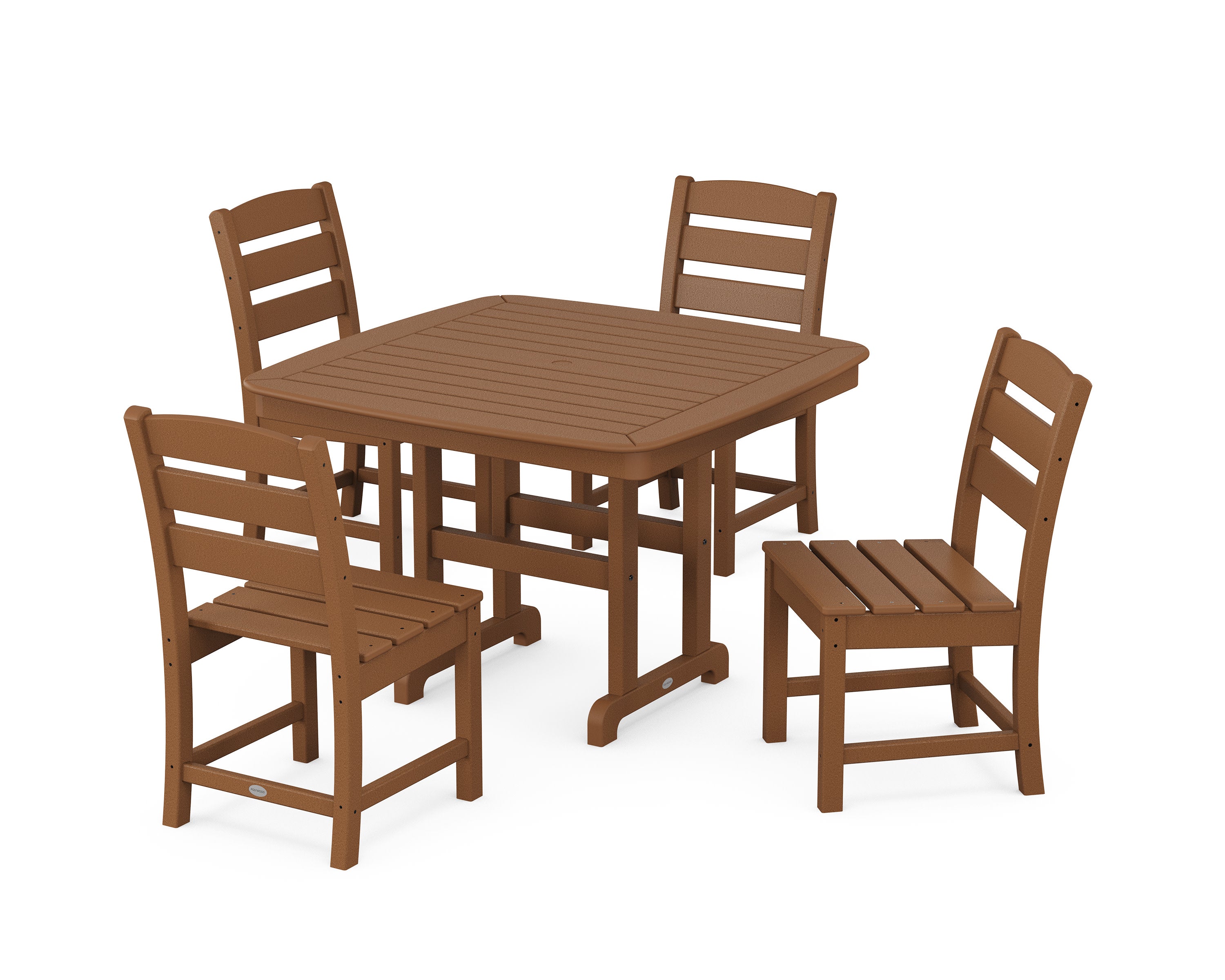 Lakeside Side Chair 5-Piece Dining Set with Trestle Legs in Teak