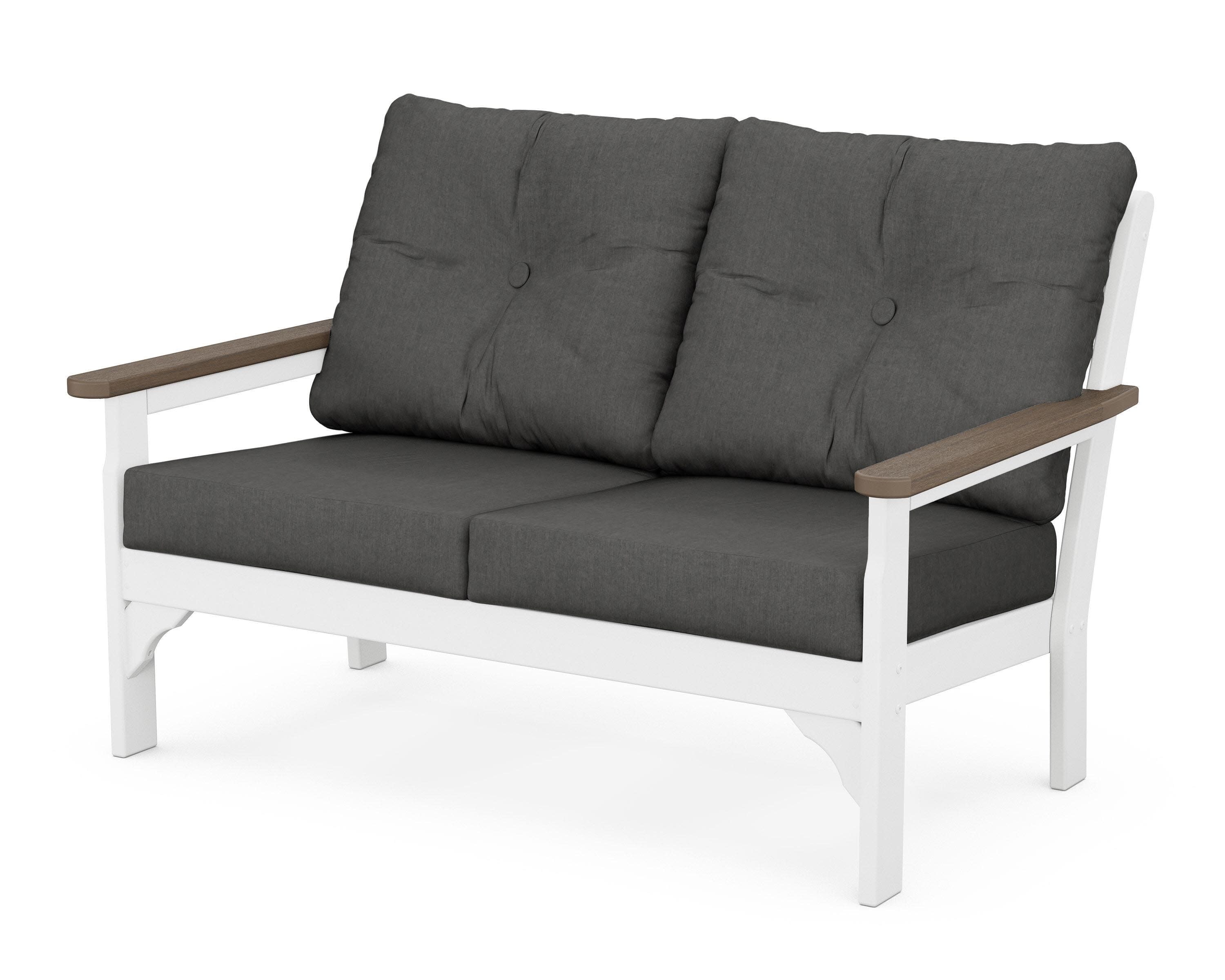 Vineyard Deep Seating Loveseat in White / Kona / Spectrum Carbon