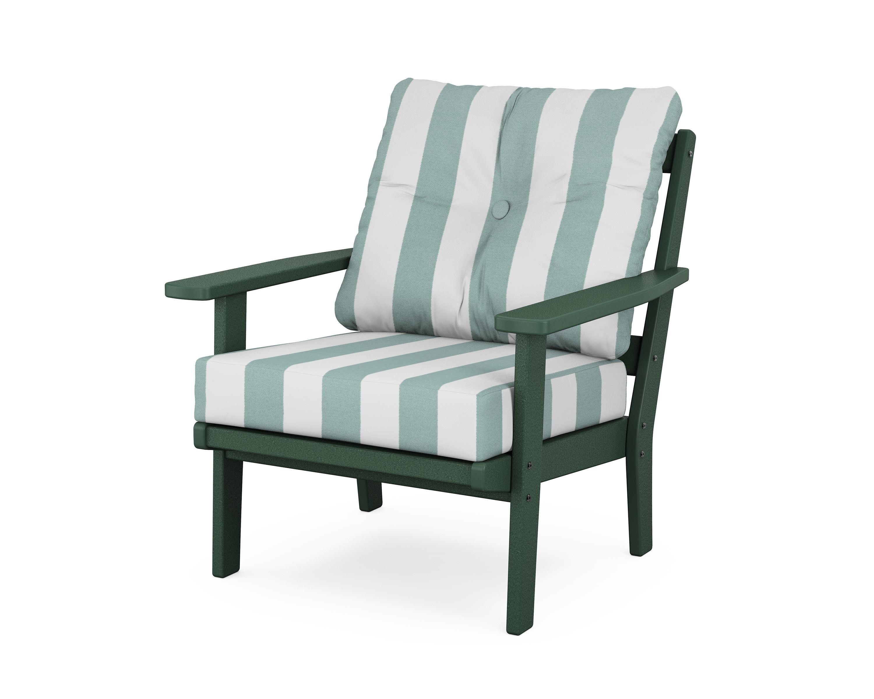 Prairie Deep Seating Chair in Green / Cabana Stripe Glacier Spa
