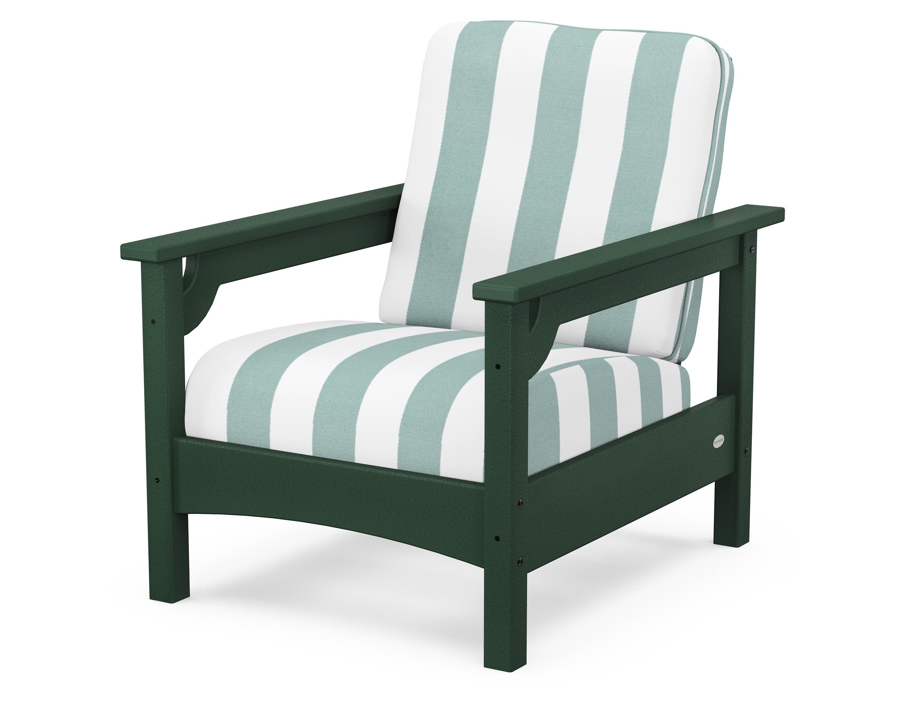 Club Chair in Green / Cabana Stripe Glacier Spa