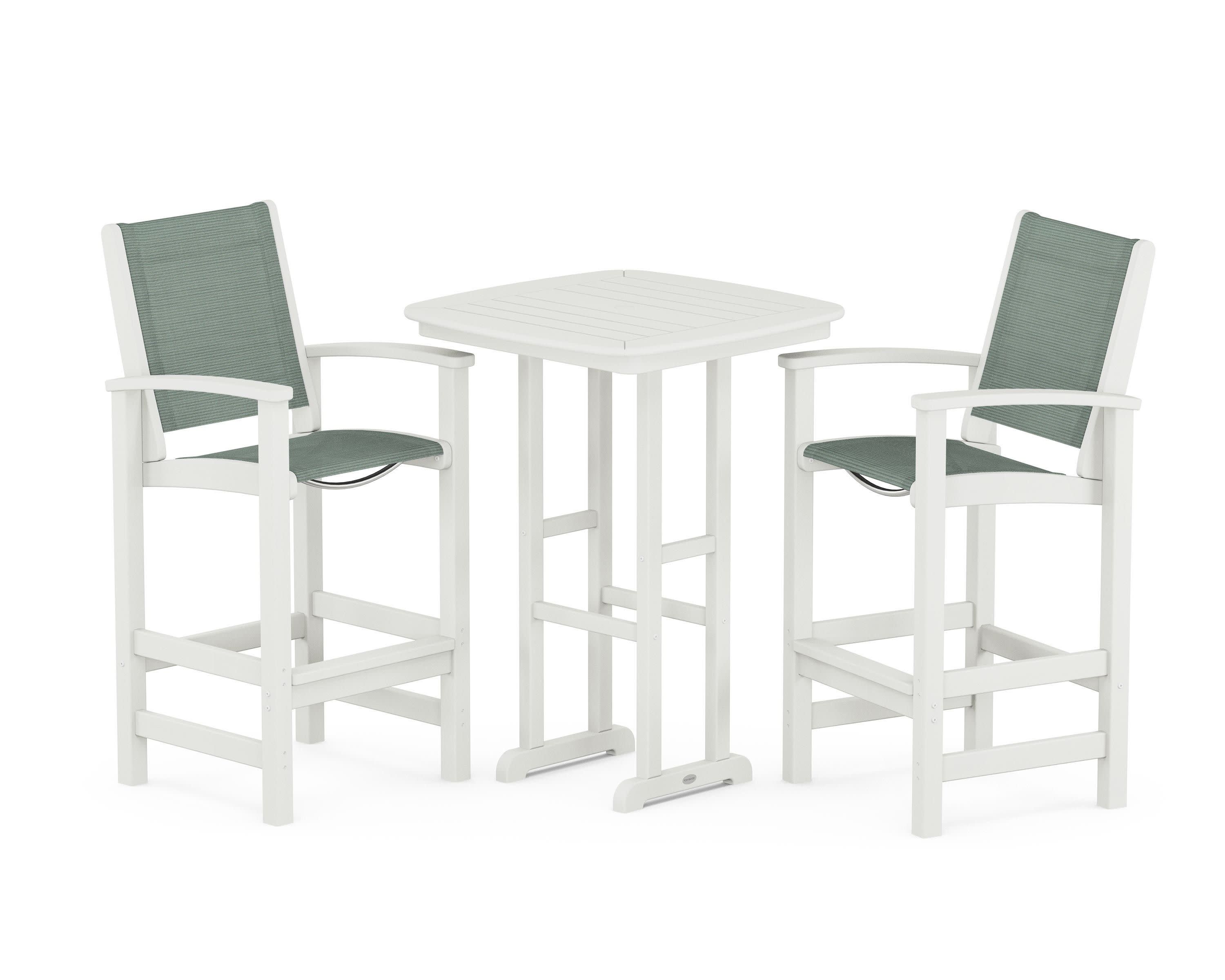 Coastal 3-Piece Bar Set in Vintage White / Dupioni Sea Mist Sling