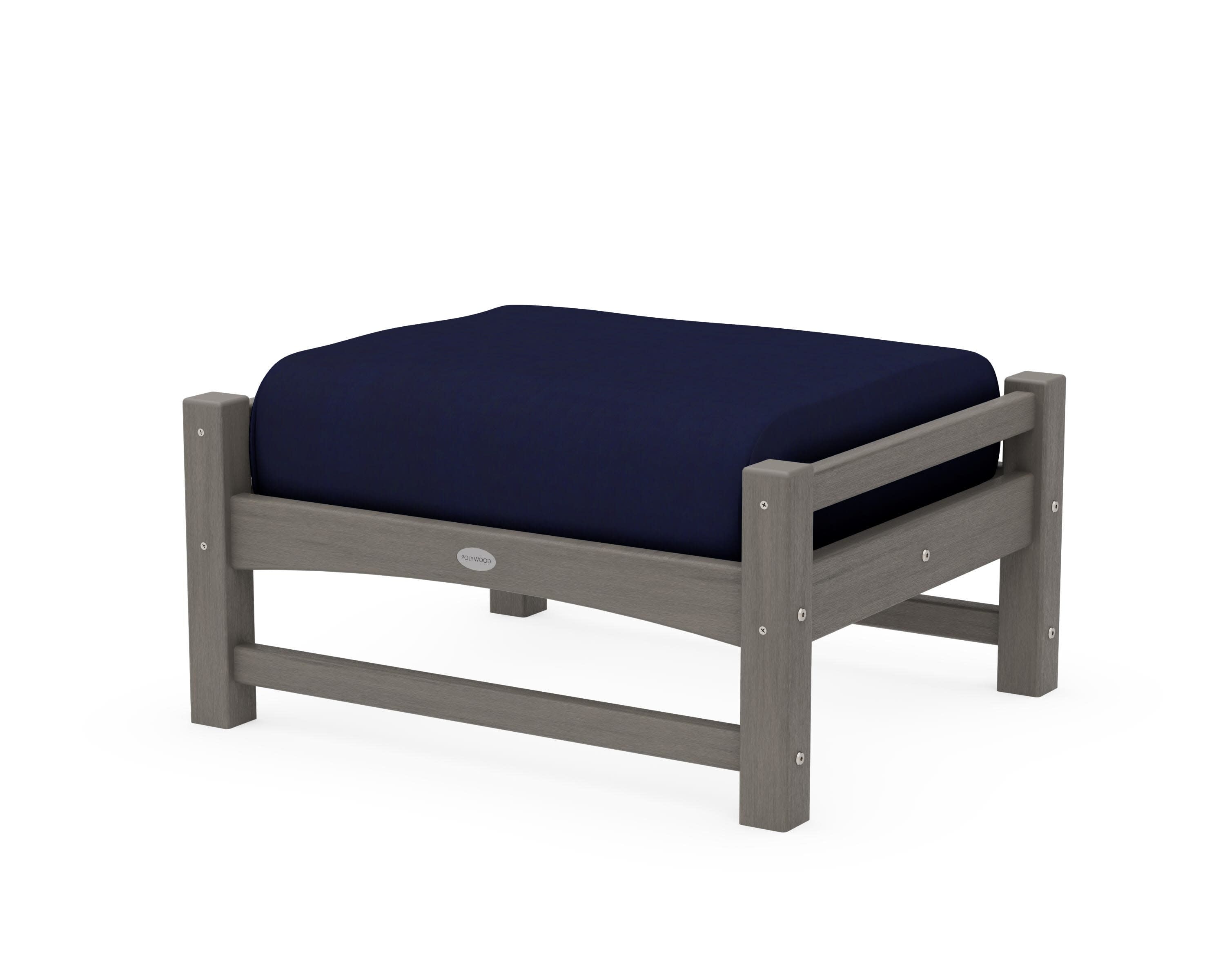 Club Ottoman in Driftwood / Navy