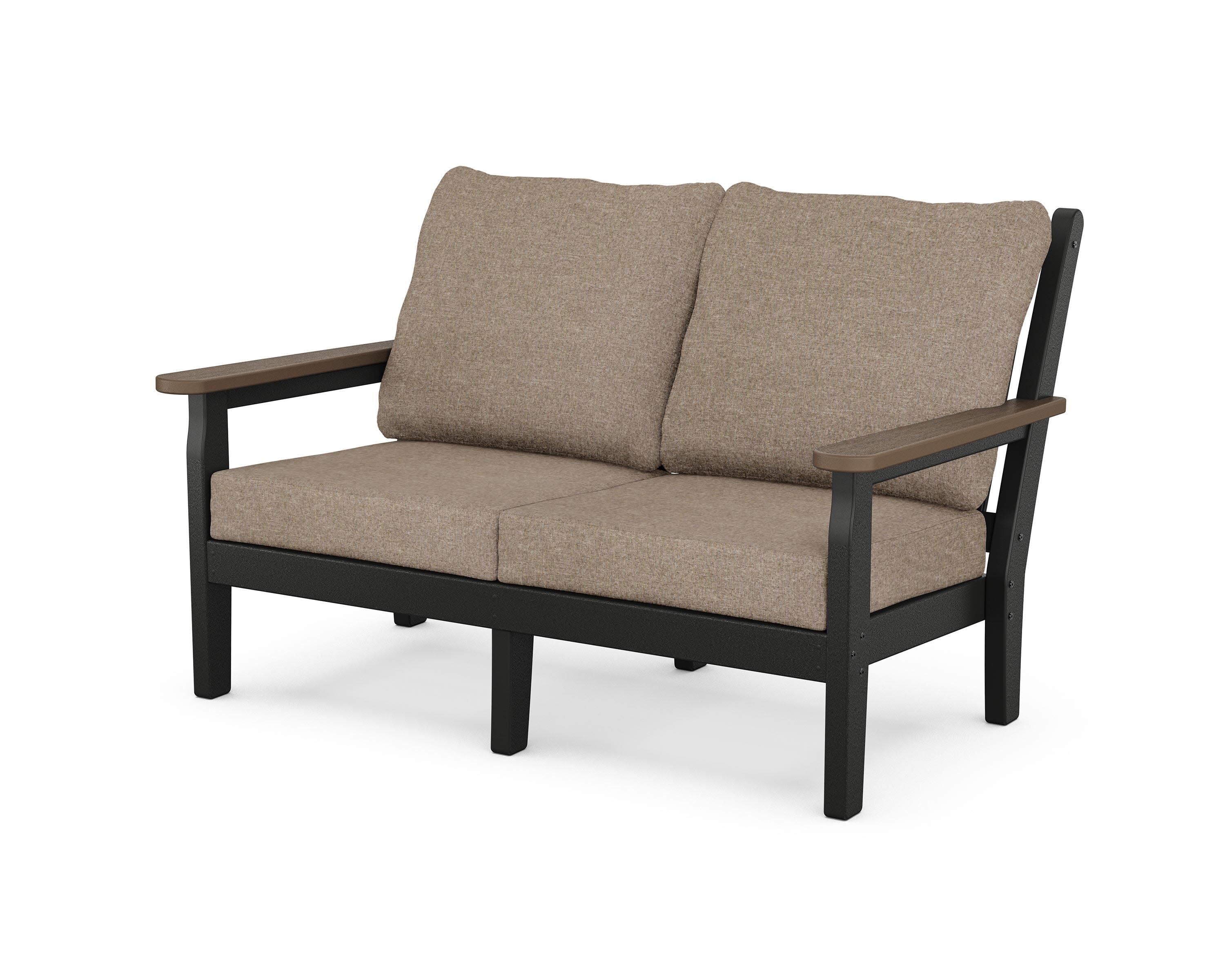 Chippendale Deep Seating Loveseat in Black / Kona / Spiced Burlap