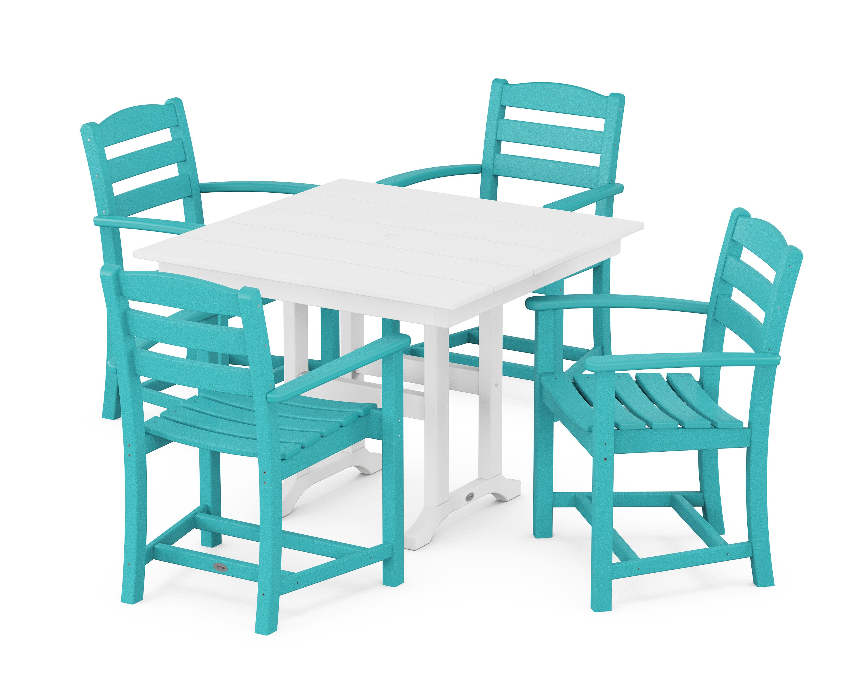 La Casa Caf 5-Piece Farmhouse Dining Set in Aruba / White