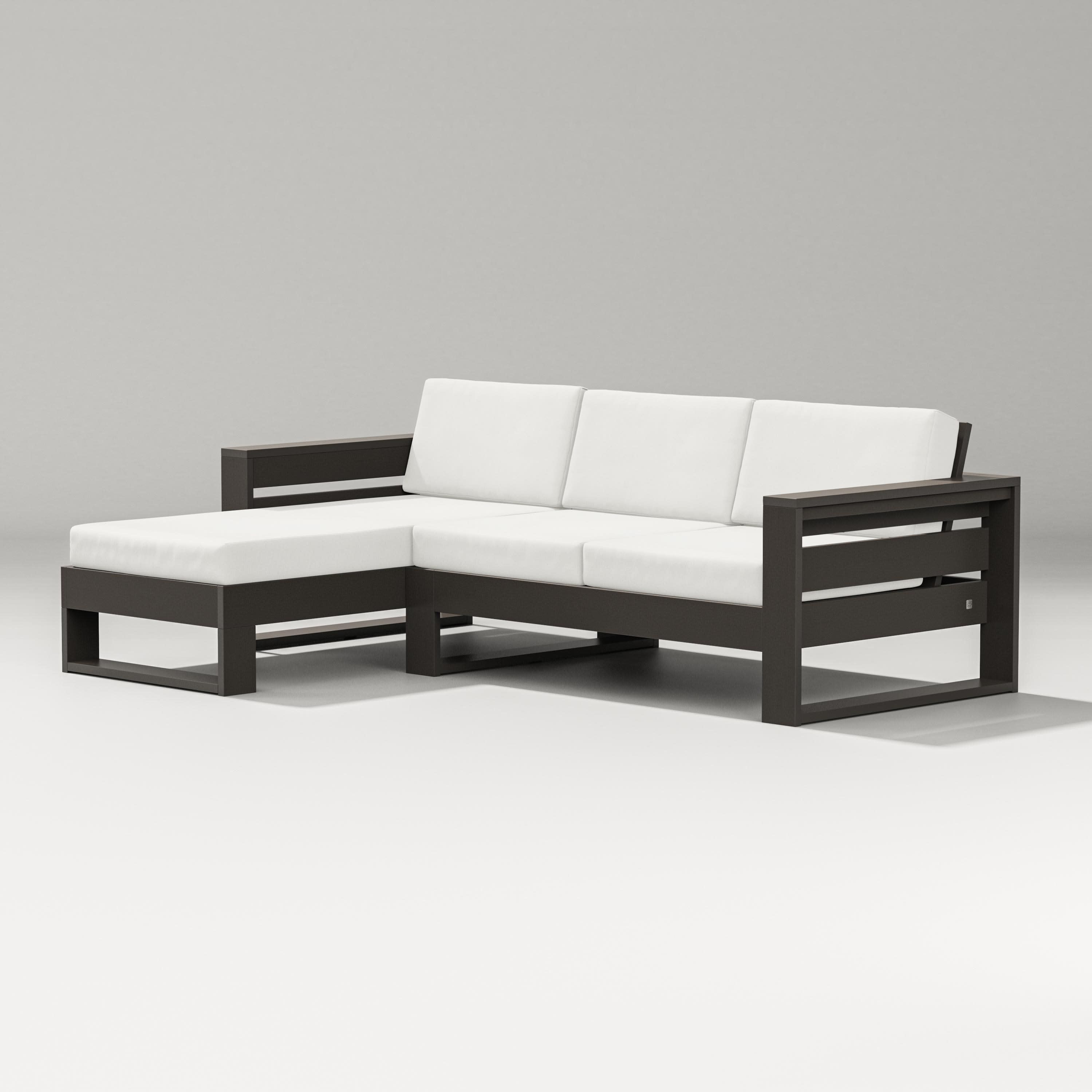 Latitude Left Chaise Sectional in Vintage Coffee / Natural Linen