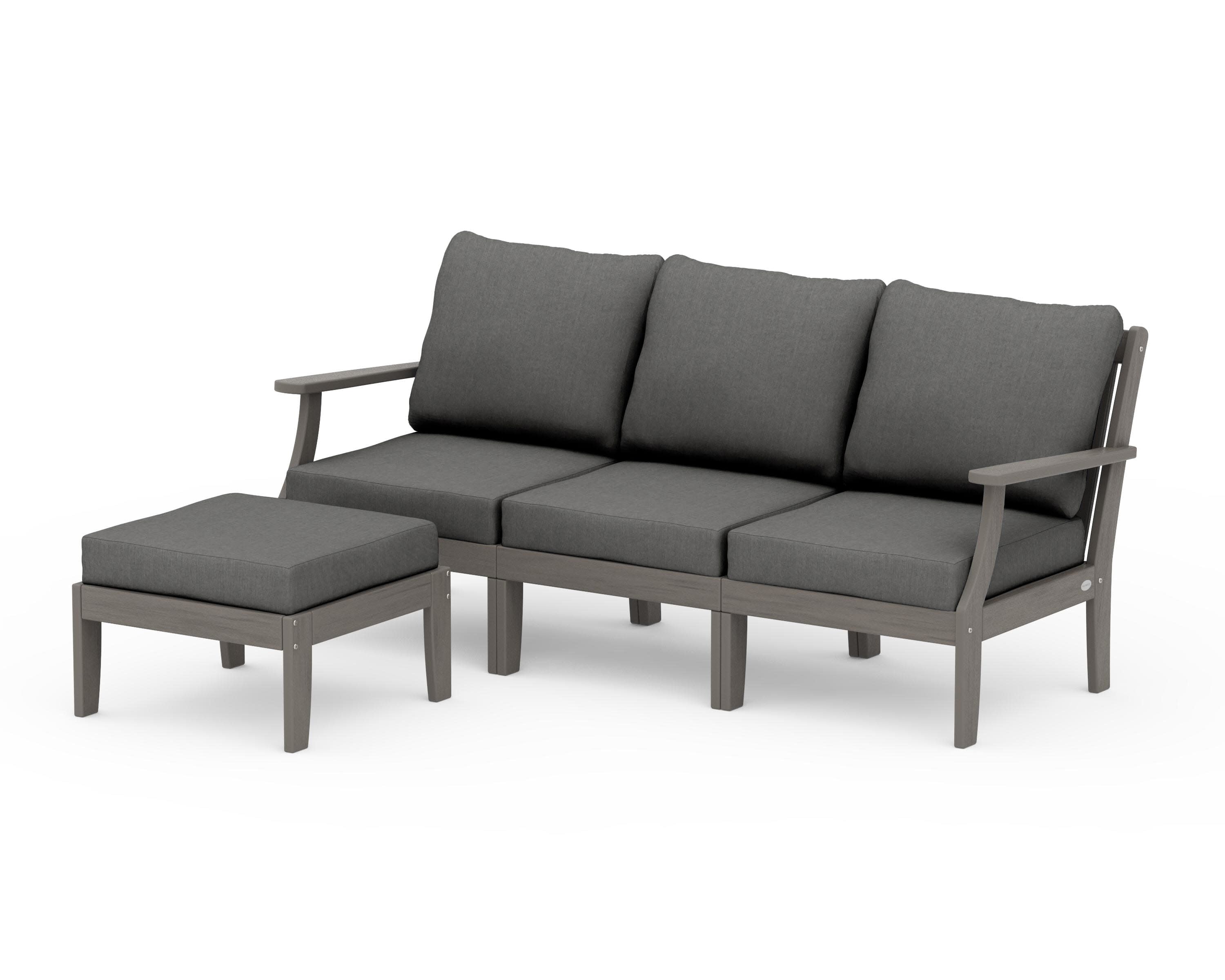 Braxton Modular 4-Piece Deep Seating Set with Ottoman in Driftwood / Spectrum Carbon