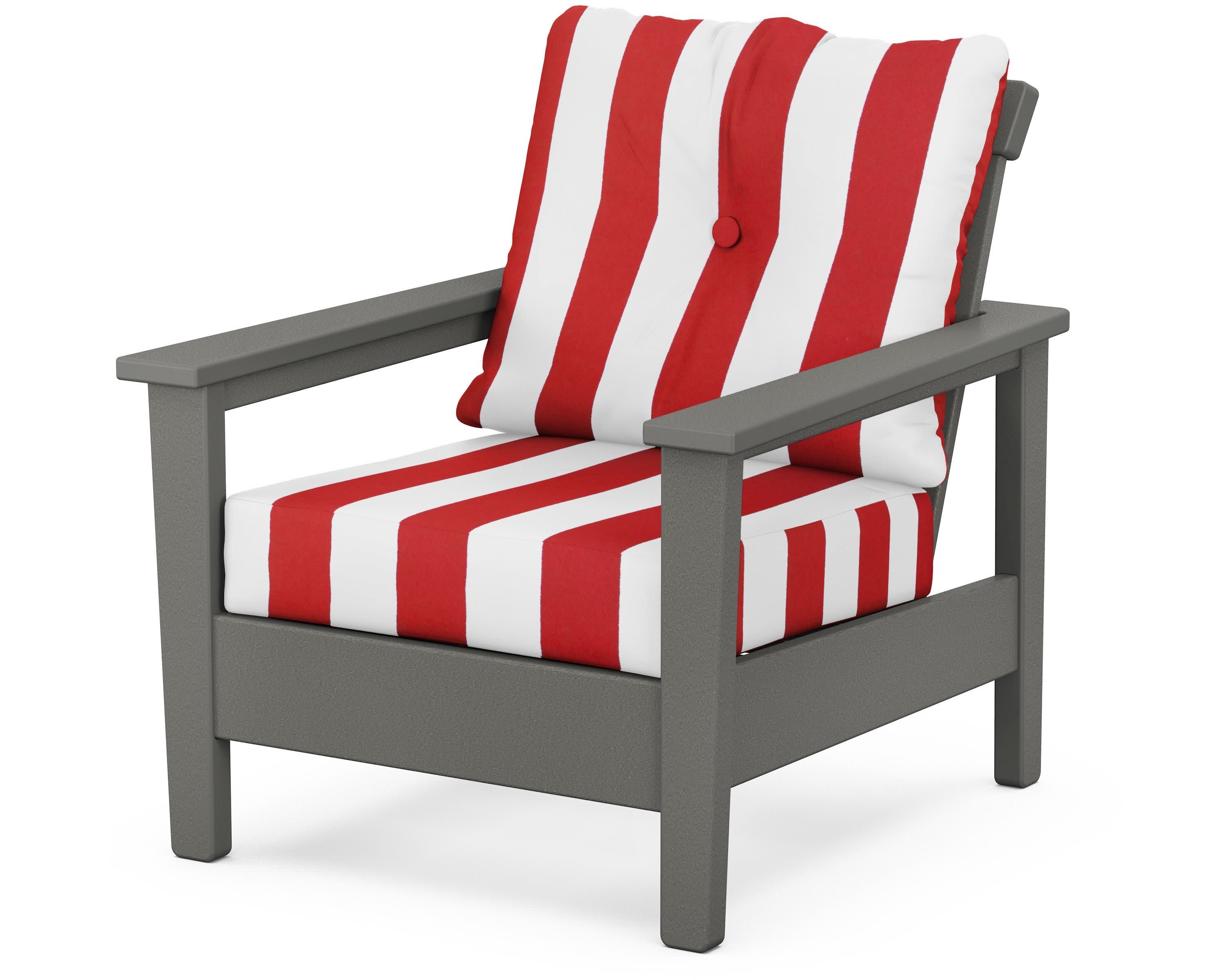 Prescott Deep Seating Chair in Slate Grey / Cabana Stripe Crimson