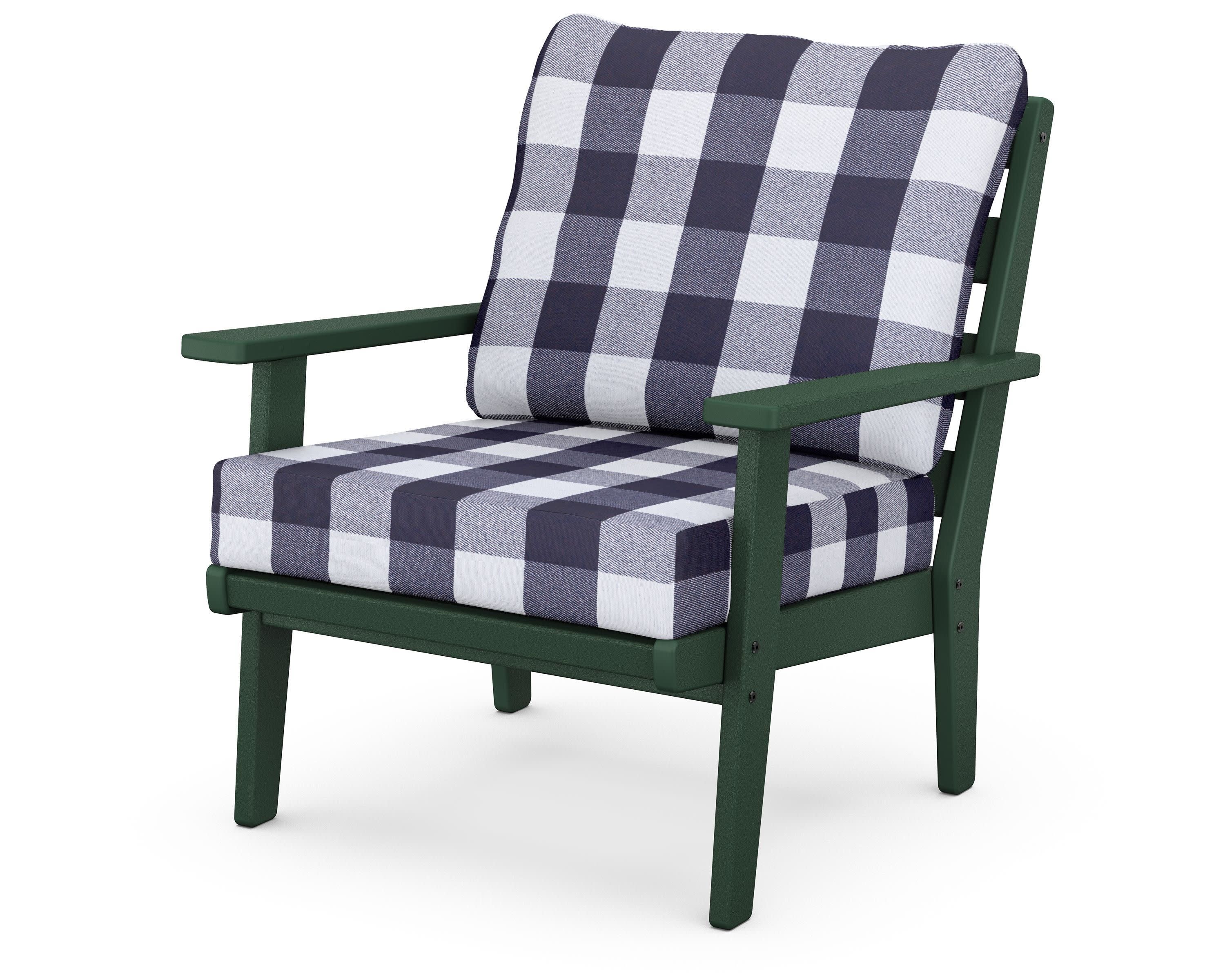 Grant Park Deep Seating Chair in Green / Buffalo Plaid Navy