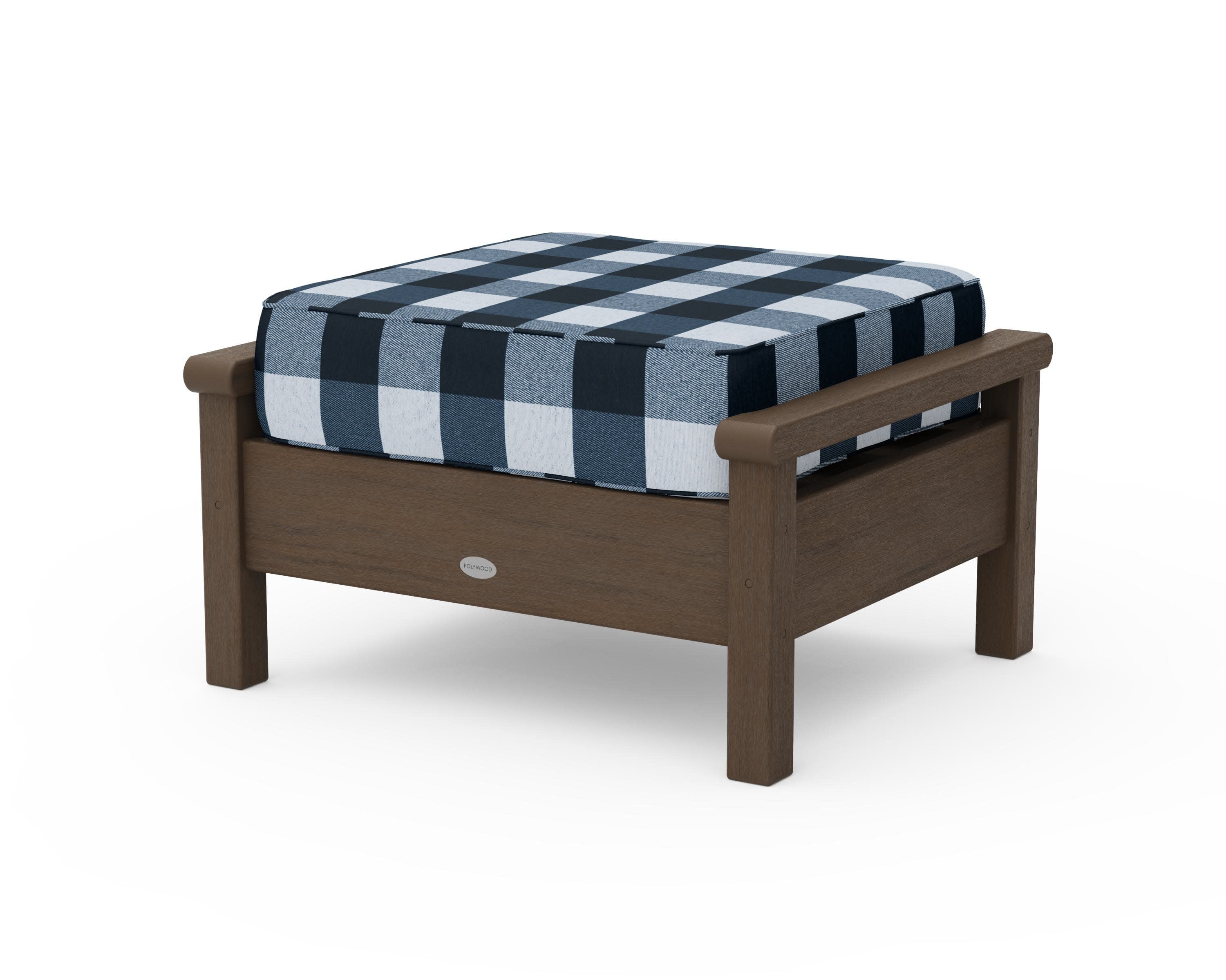 Harbour Deep Seating Ottoman in Kona / Buffalo Plaid Marine Indigo