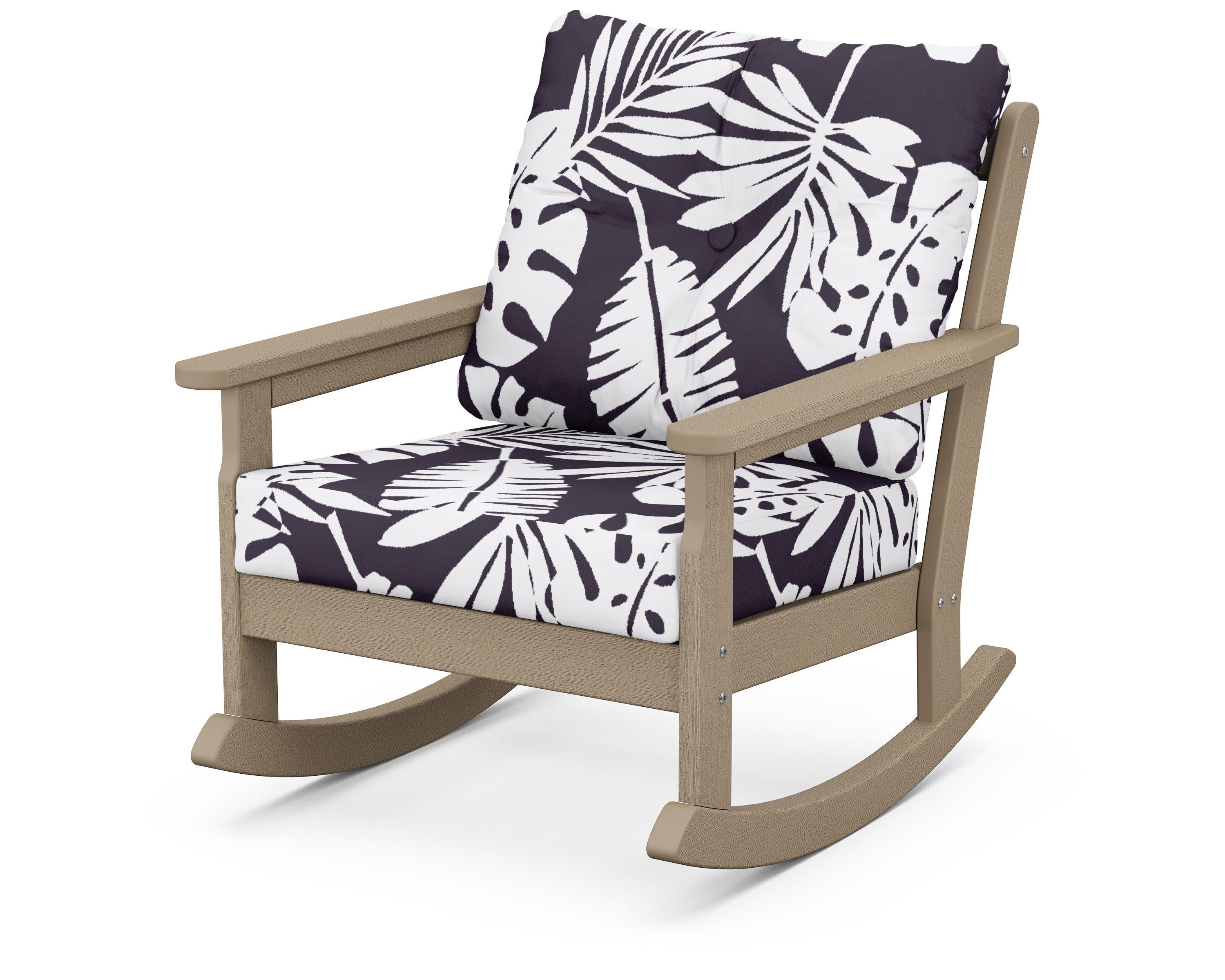 Vineyard Deep Seating Rocking Chair in Vintage Sahara / Leaf Navy
