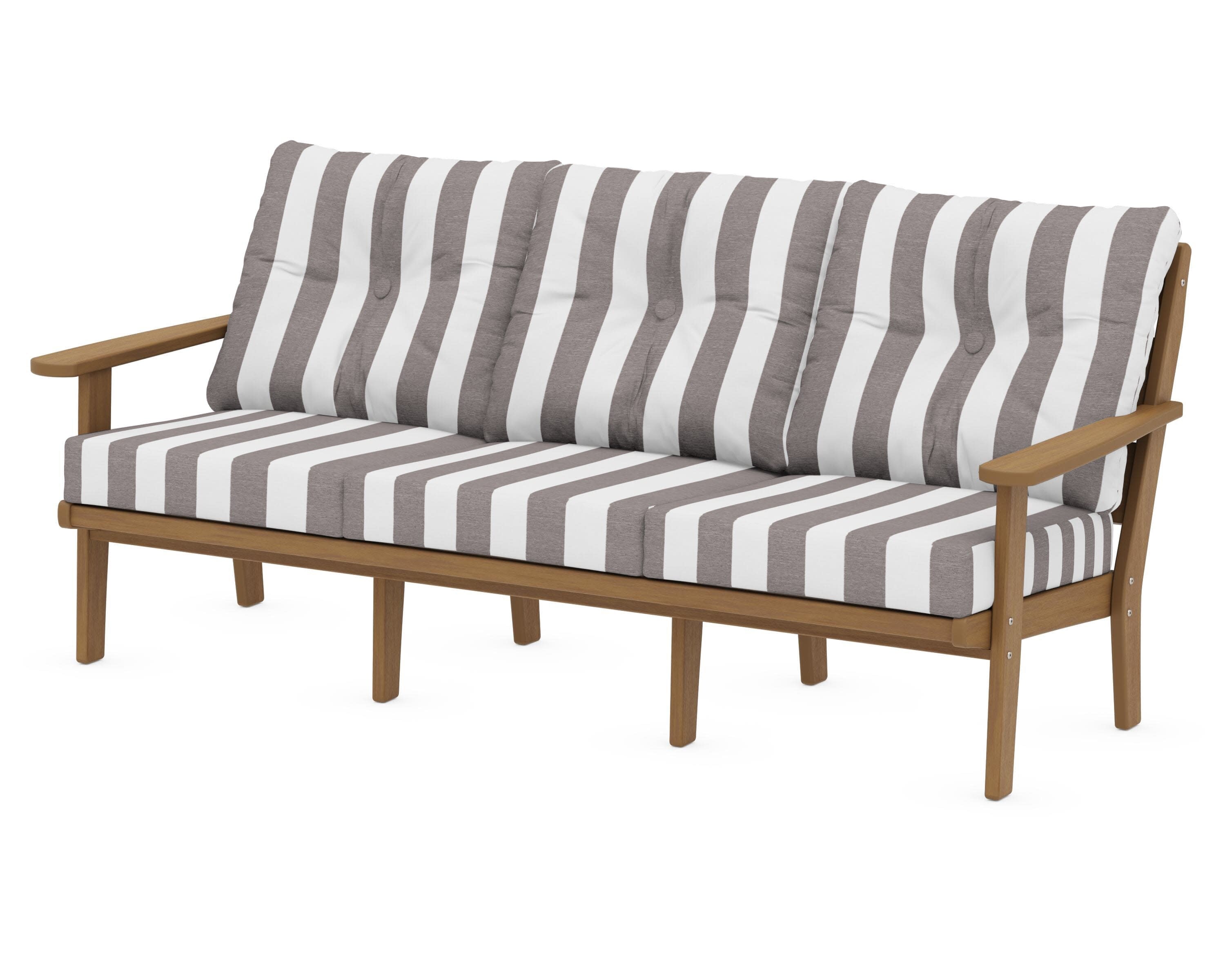 Lakeside Deep Seating Sofa in Natural / Cabana Stripe Grey Mist