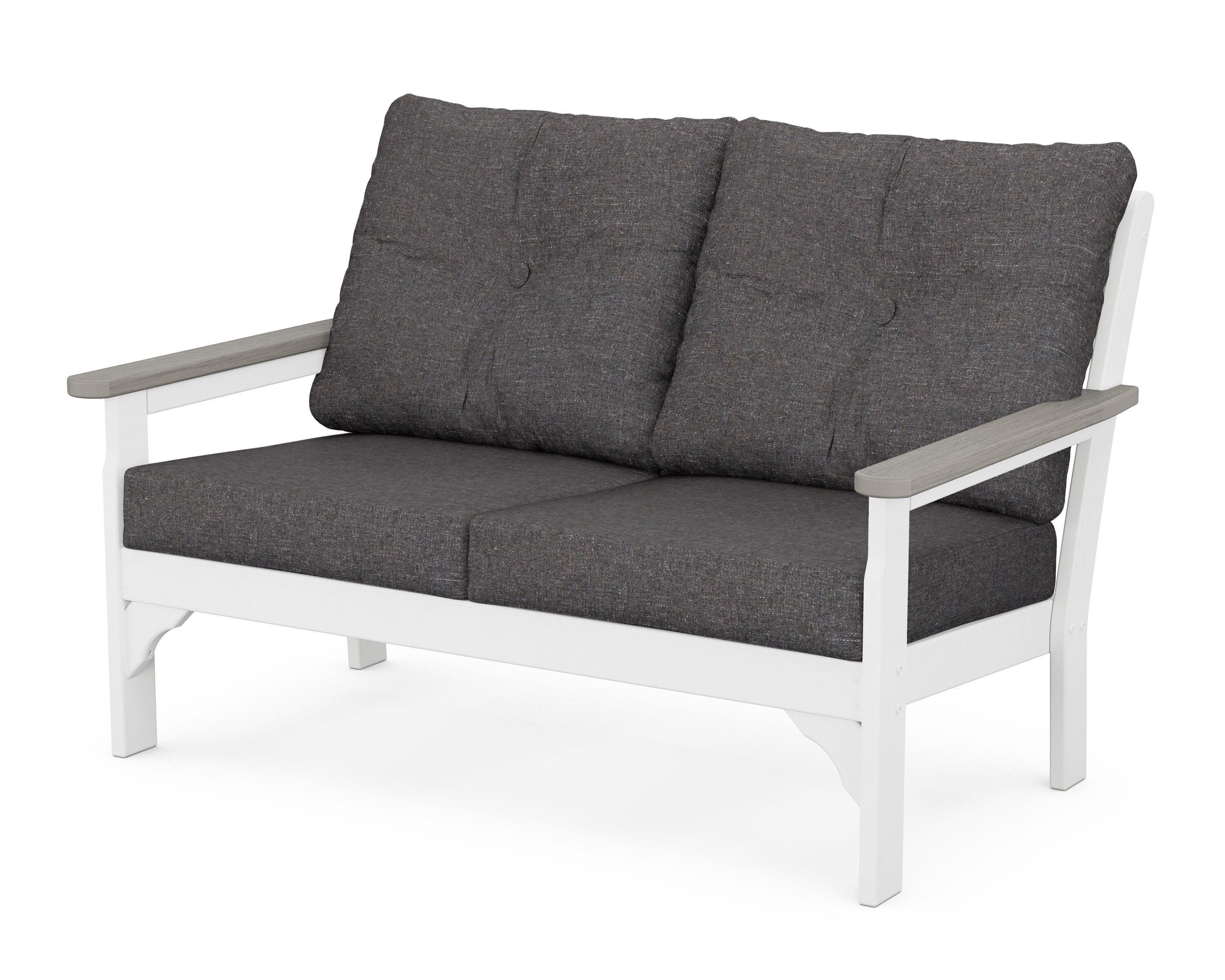 Vineyard Deep Seating Loveseat in White / Driftwood / Ash Charcoal