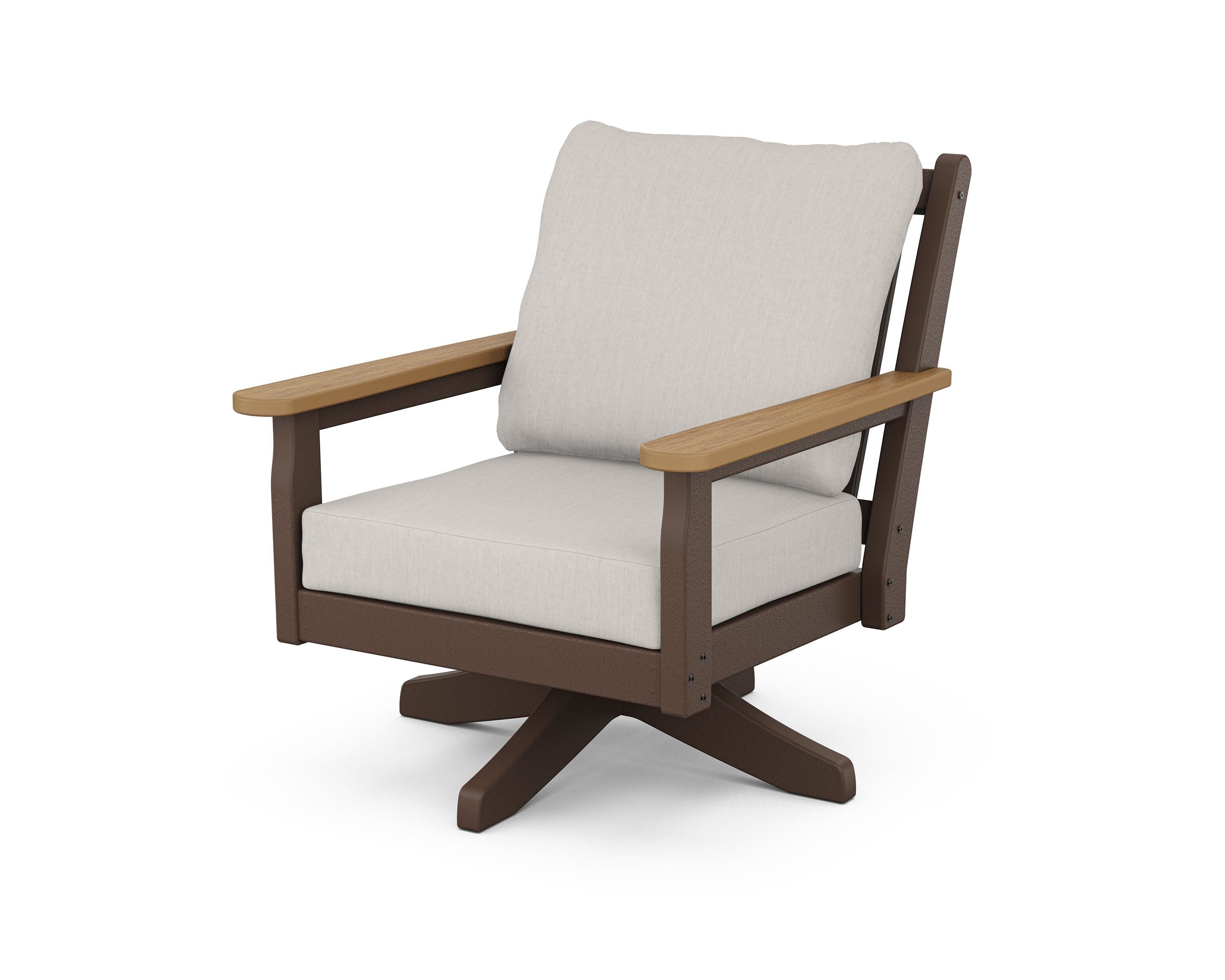 Chippendale Deep Seating Swivel Chair in Mahogany / Natural / Cast Ash
