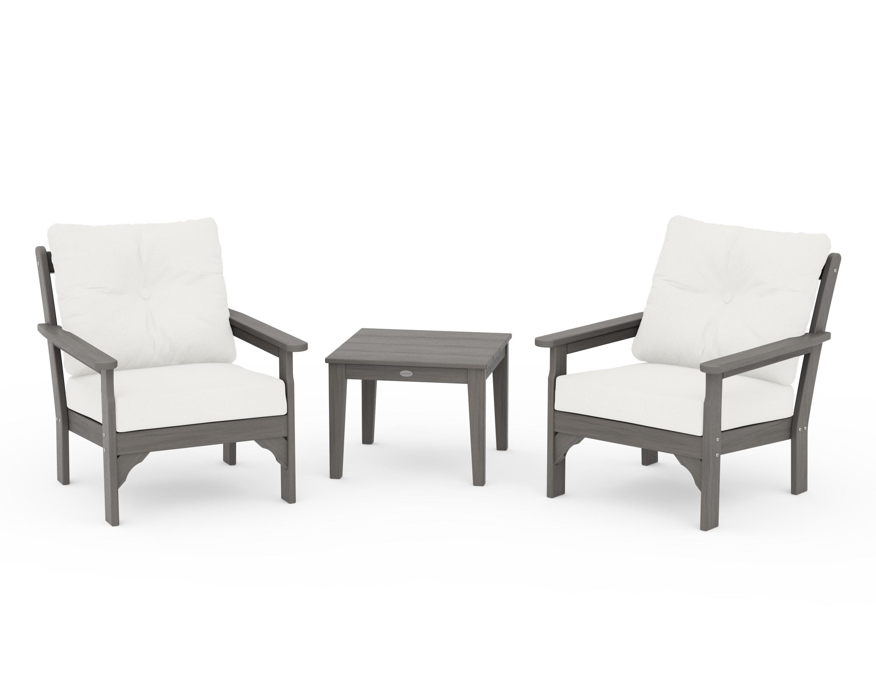 Vineyard 3-Piece Deep Seating Set in Driftwood / Natural Linen