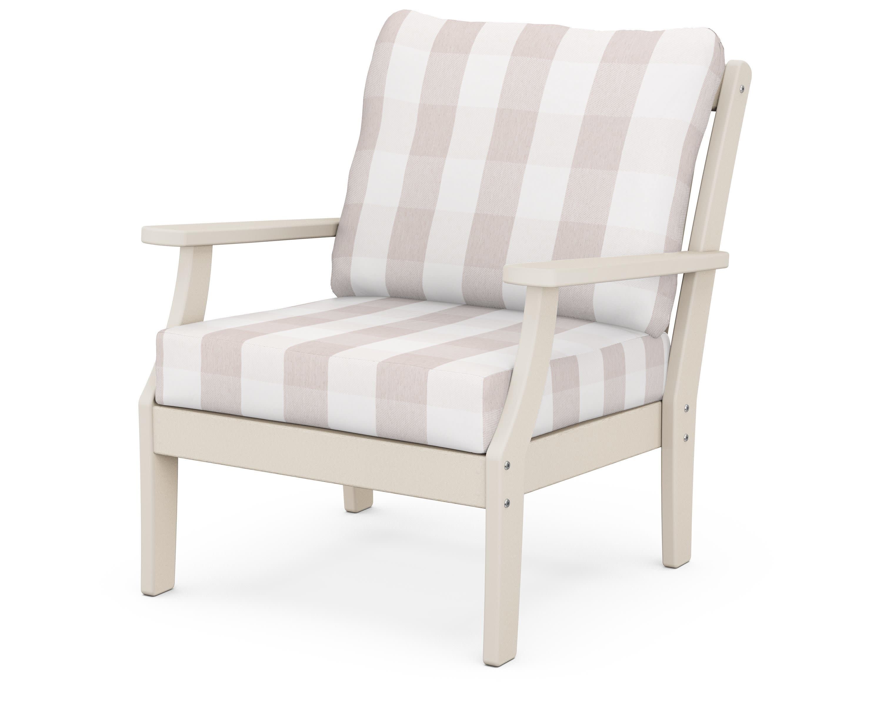 Braxton Deep Seating Chair in Sand / Buffalo Plaid Dune Burlap