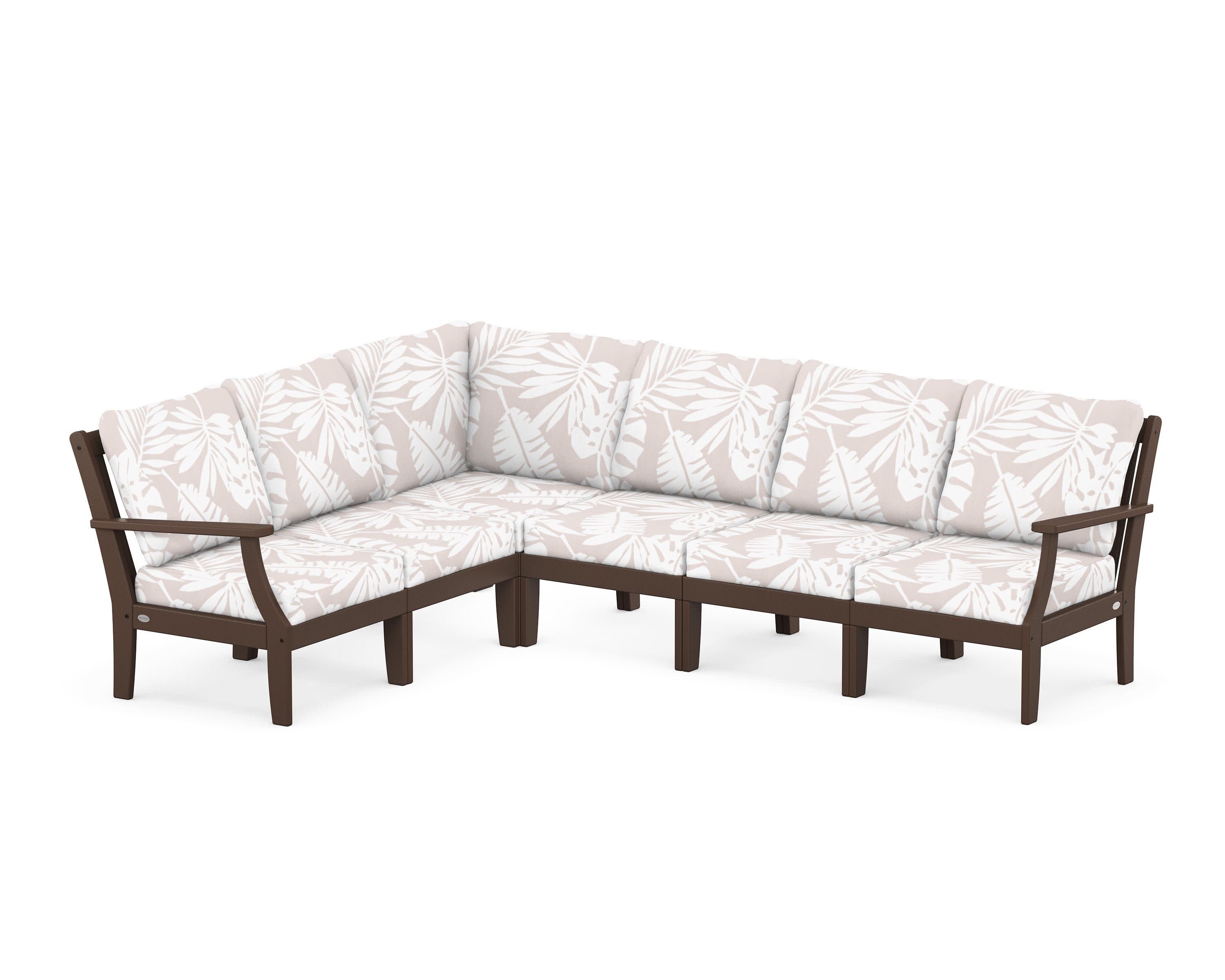 Braxton Modular 6-Piece Deep Seating Set in Mahogany / Leaf Dune Burlap