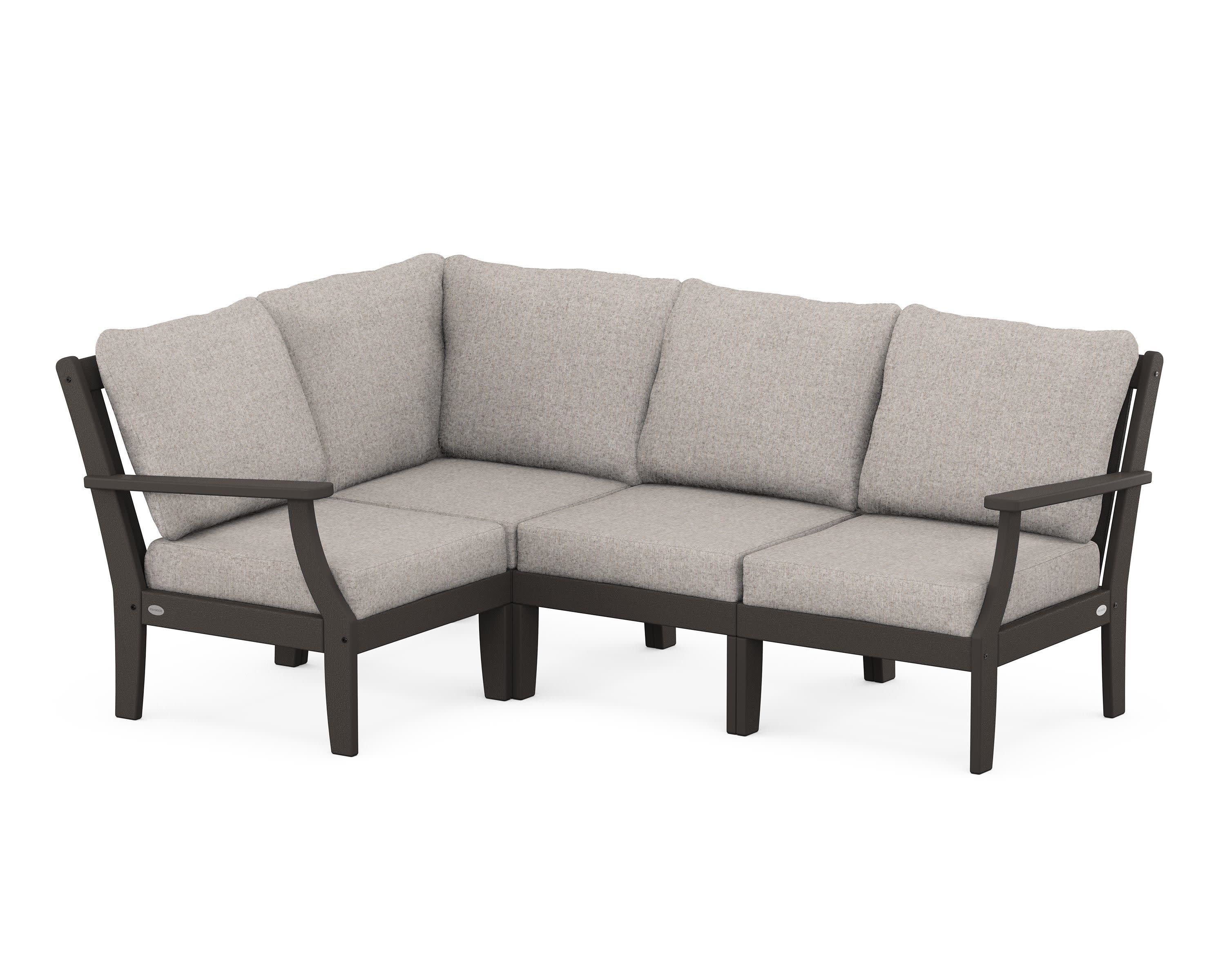 Braxton Modular 4-Piece Deep Seating Set in Vintage Coffee / Weathered Tweed