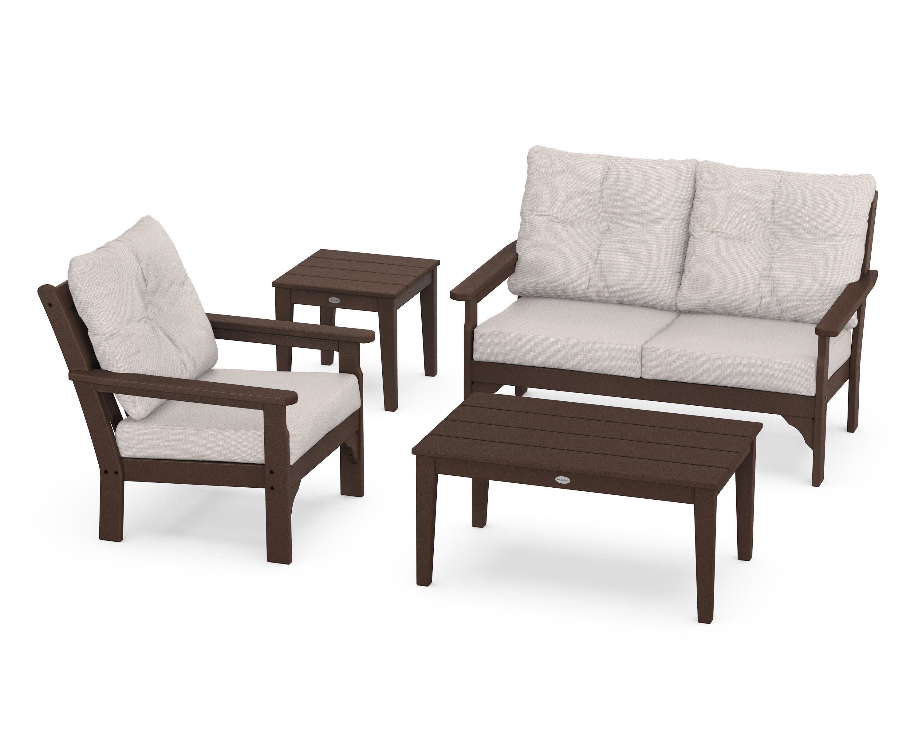 Vineyard 4-Piece Deep Seating Set in Mahogany / Dune Burlap