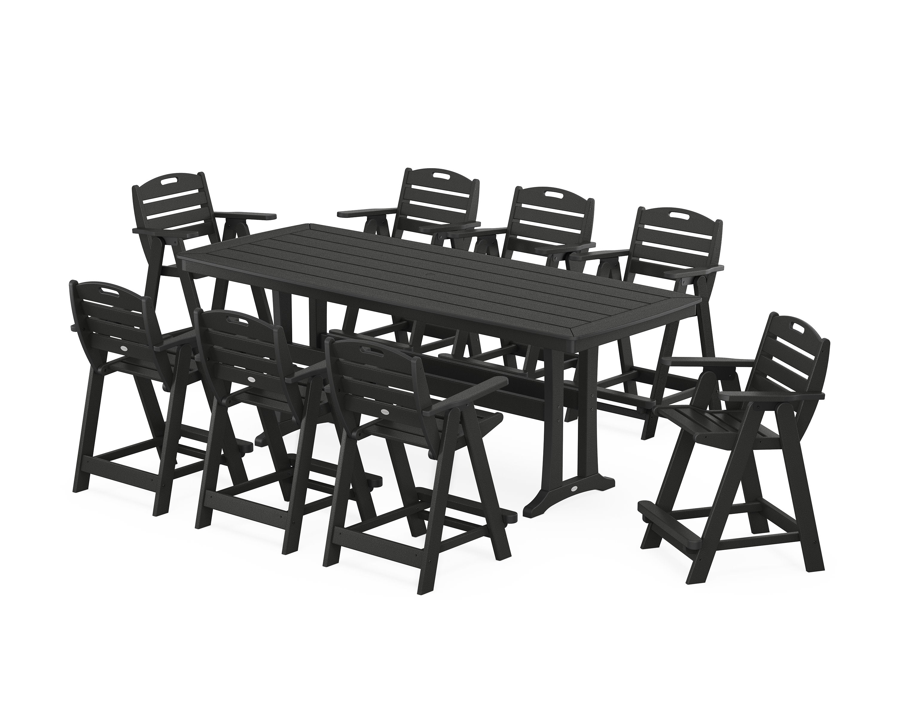 Nautical 9-Piece Counter Set with Trestle Legs in Black