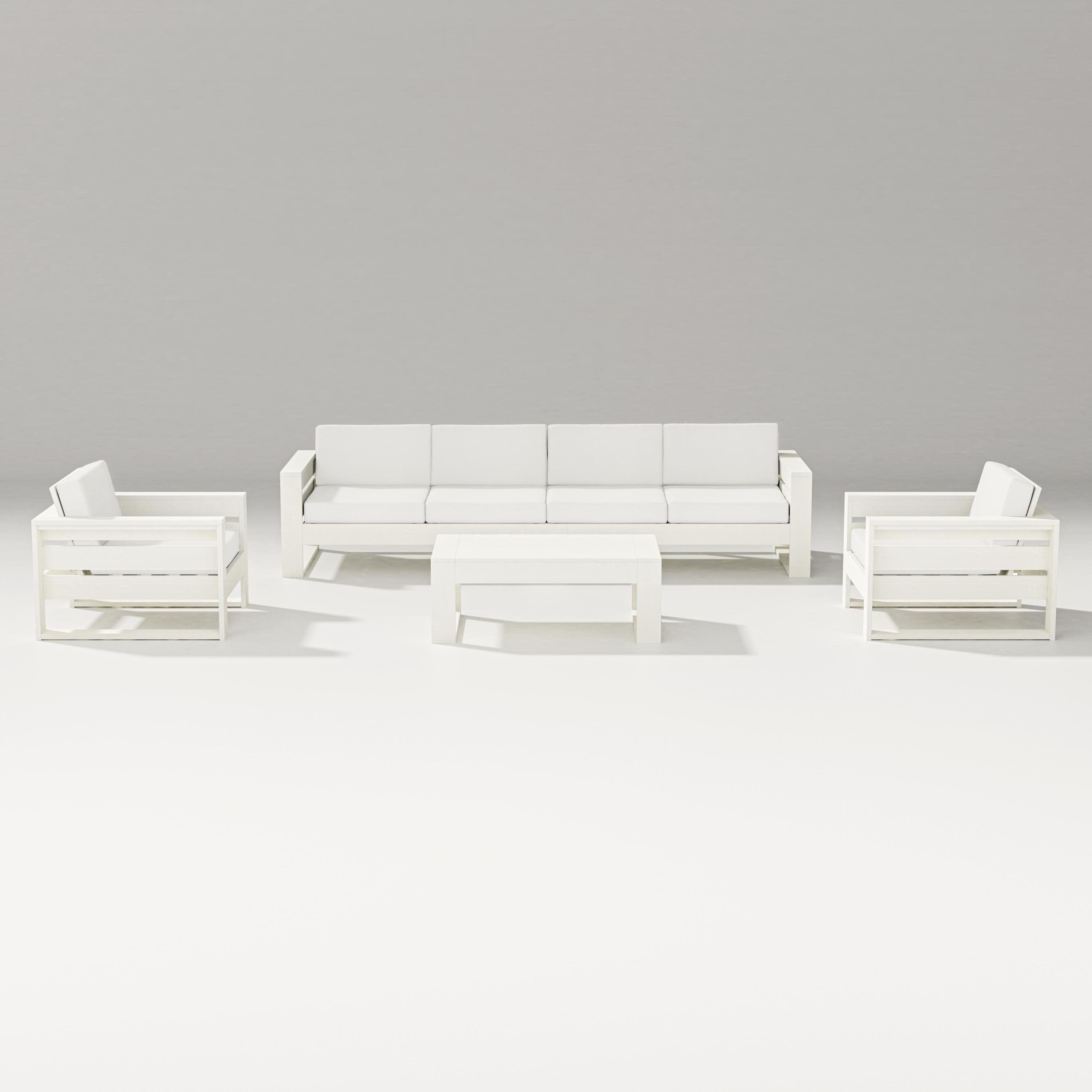 Latitude 5-Piece Lounge Sofa Set in Vintage White / Natural Linen