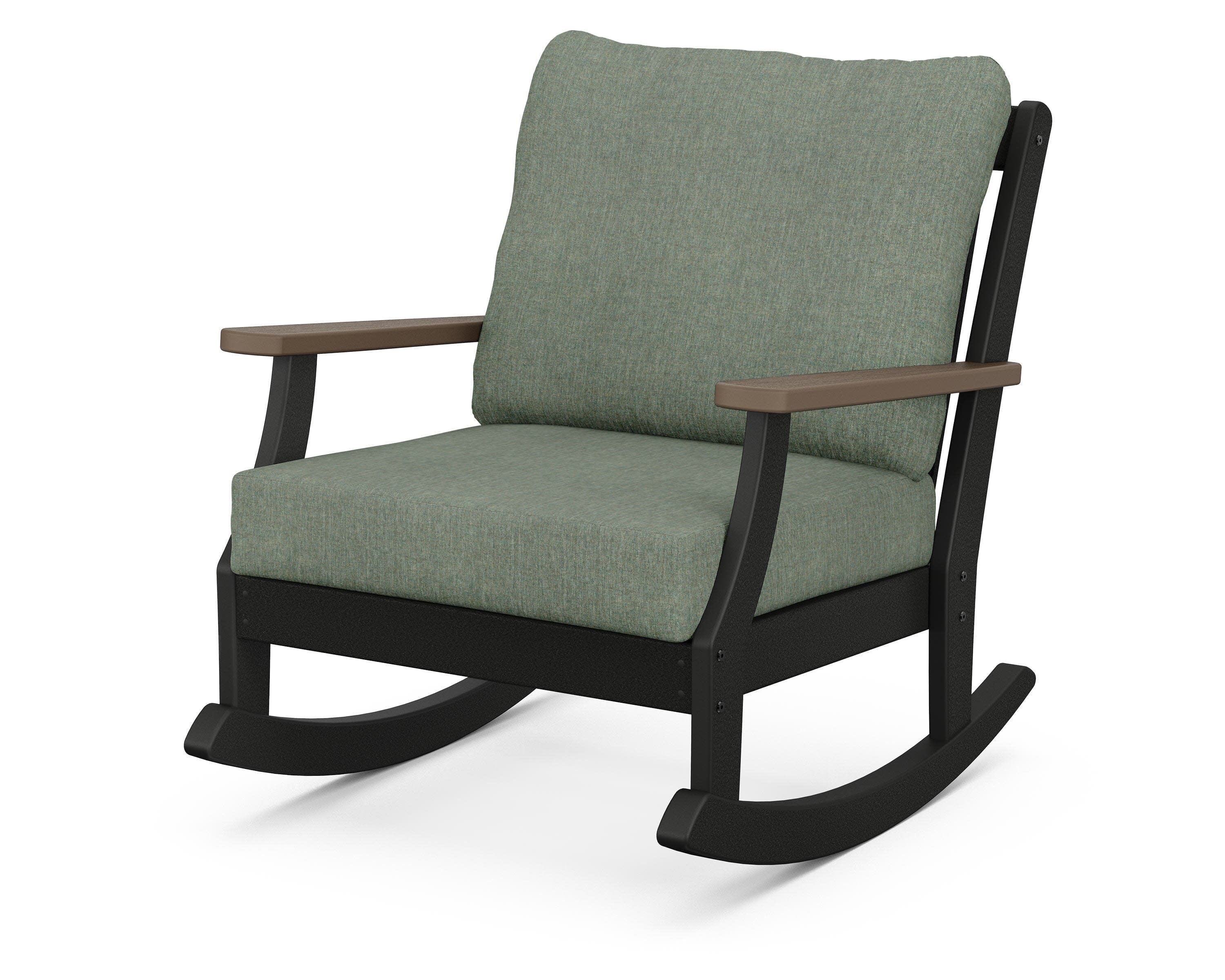 Braxton Deep Seating Rocking Chair in Black / Kona / Cast Sage