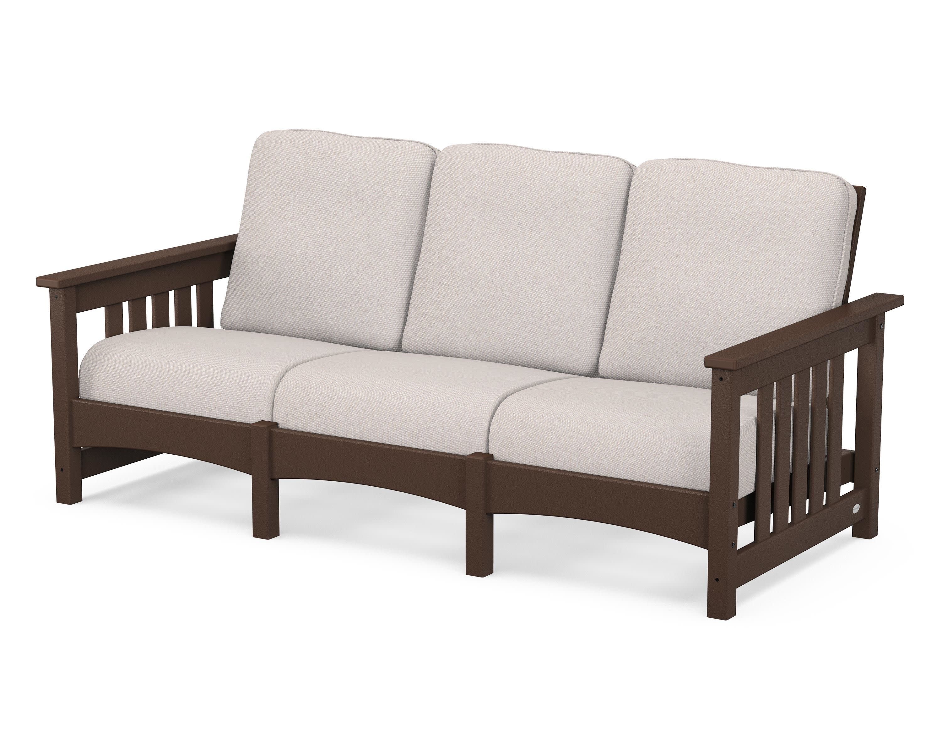 Club Mission Sofa in Mahogany / Dune Burlap