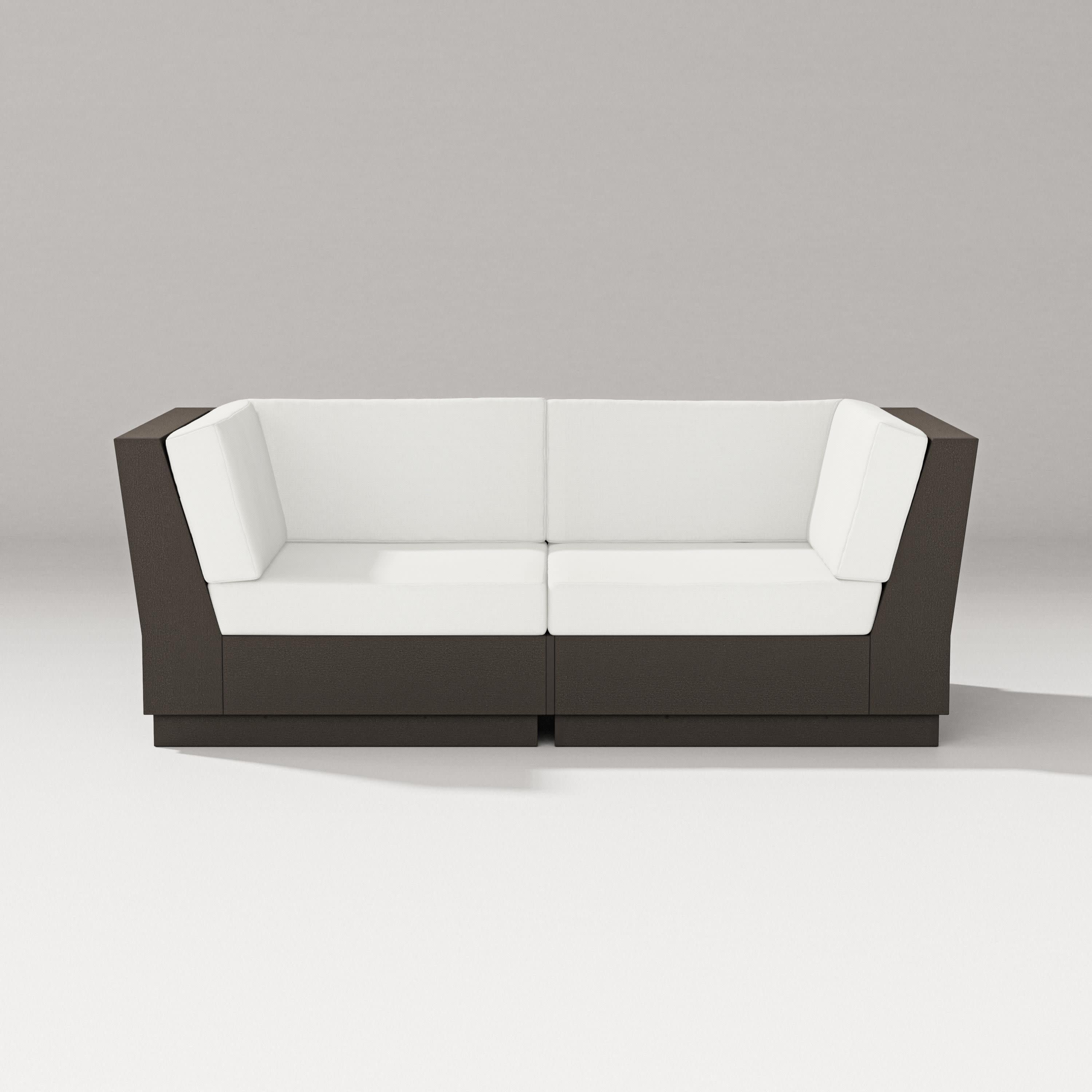 Elevate Loveseat Sectional in Vintage Coffee / Natural Linen