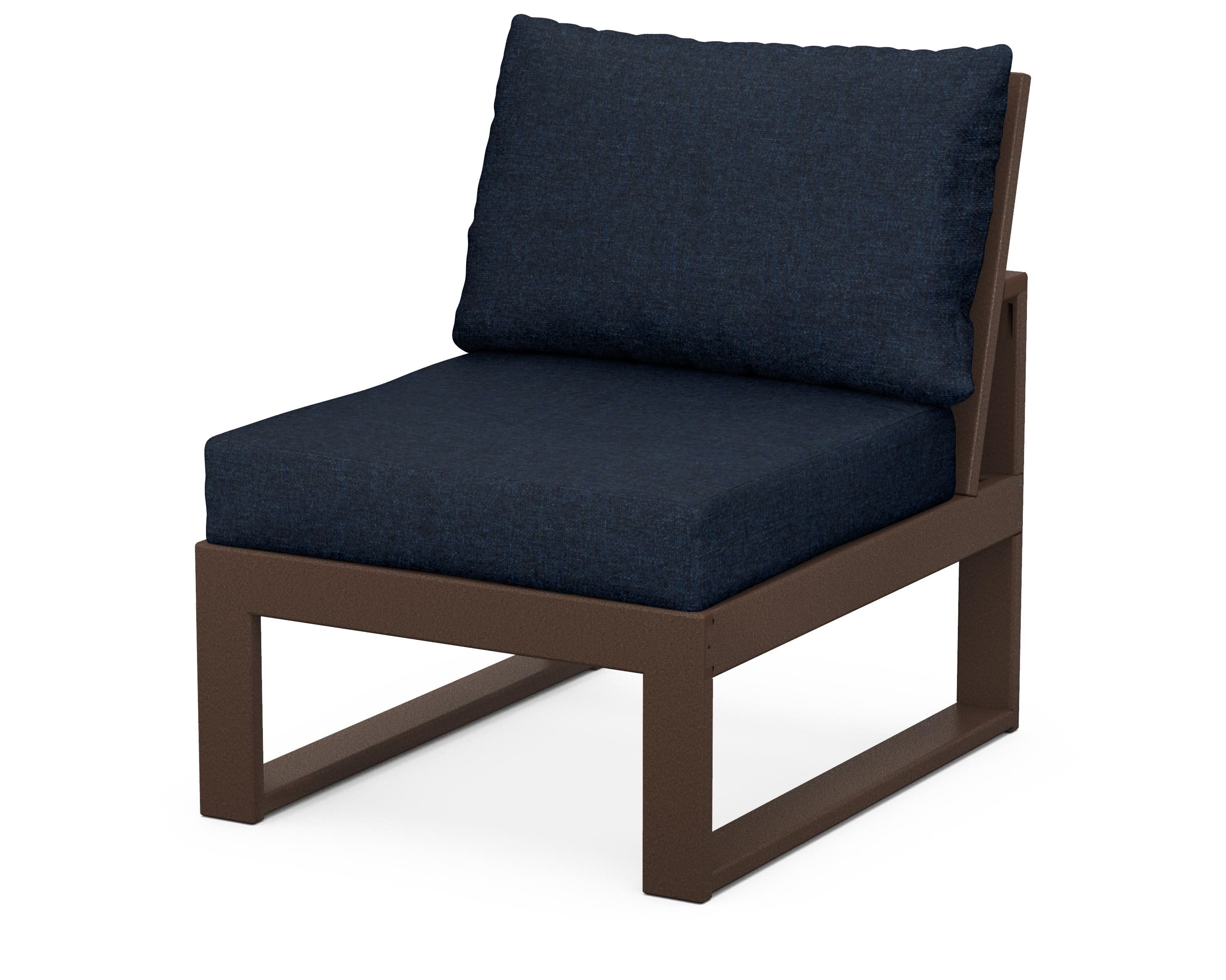 Modular Armless Chair in Mahogany / Marine Indigo