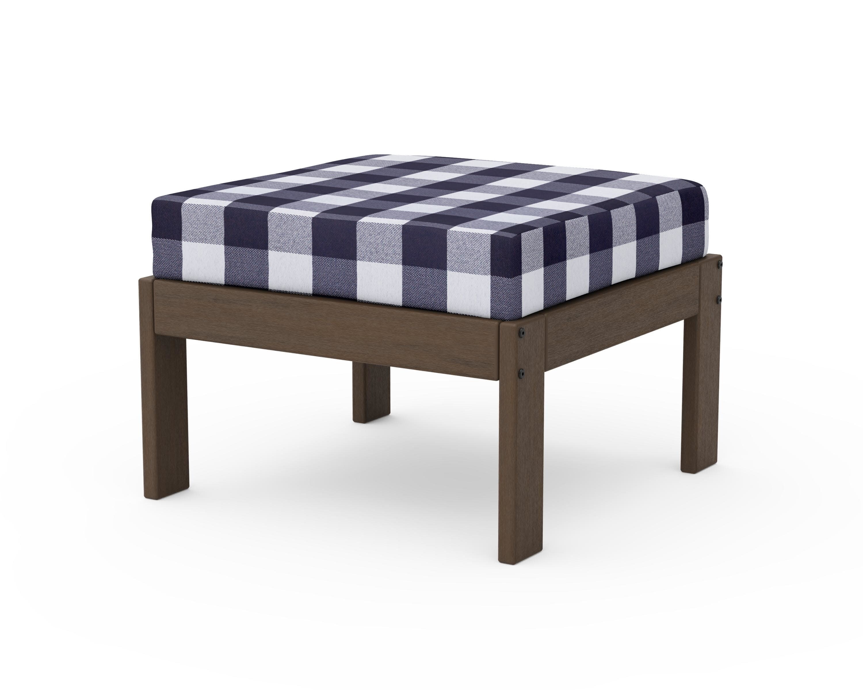 Vineyard Modular Ottoman in Kona / Buffalo Plaid Navy