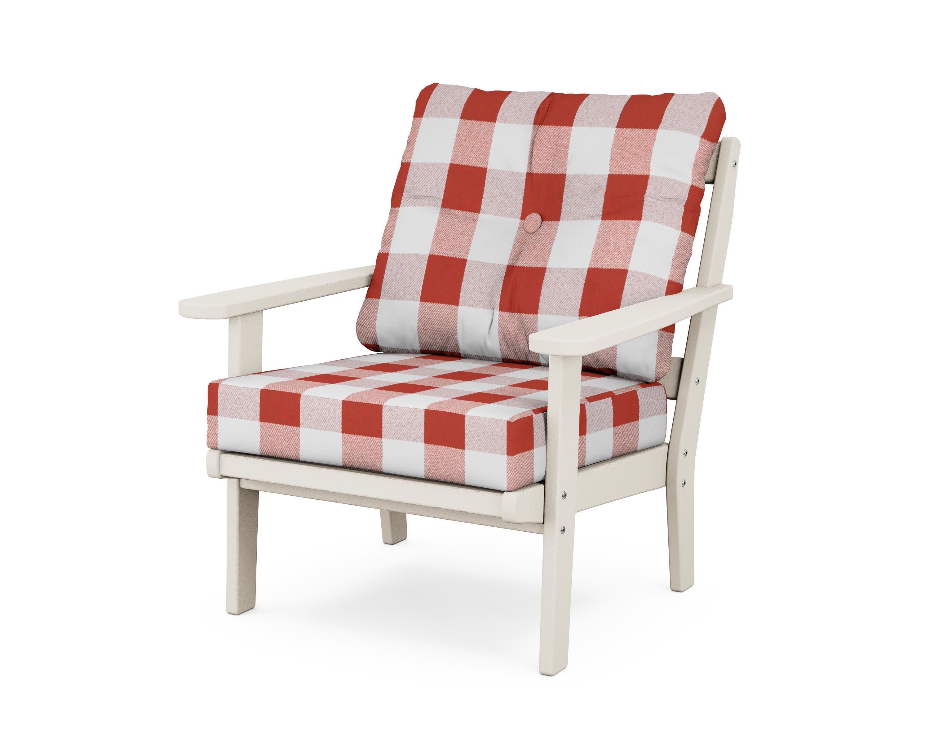 Mission Deep Seating Chair in Sand / Buffalo Plaid Crimson