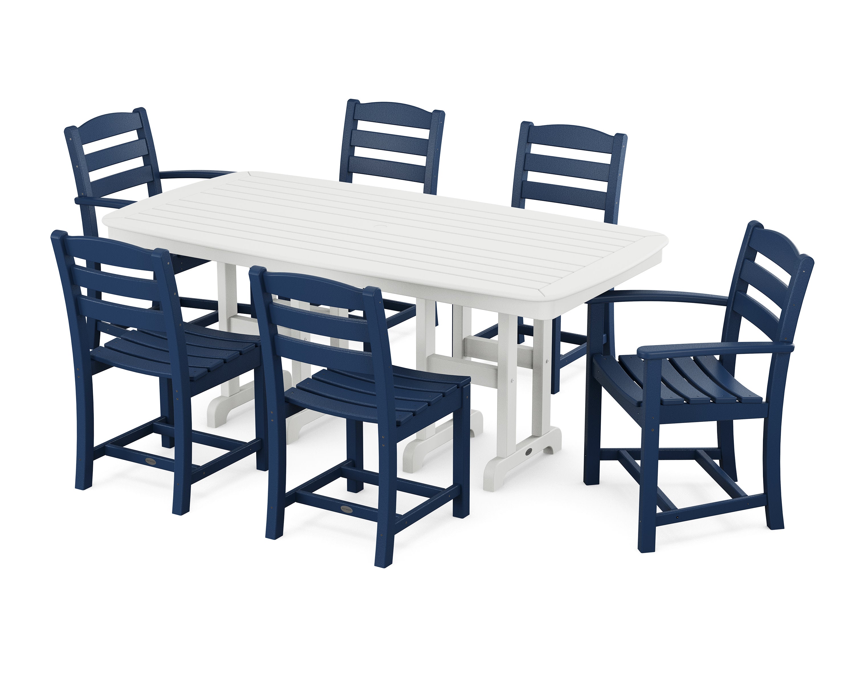 La Casa Caf 7-Piece Dining Set in Navy / White