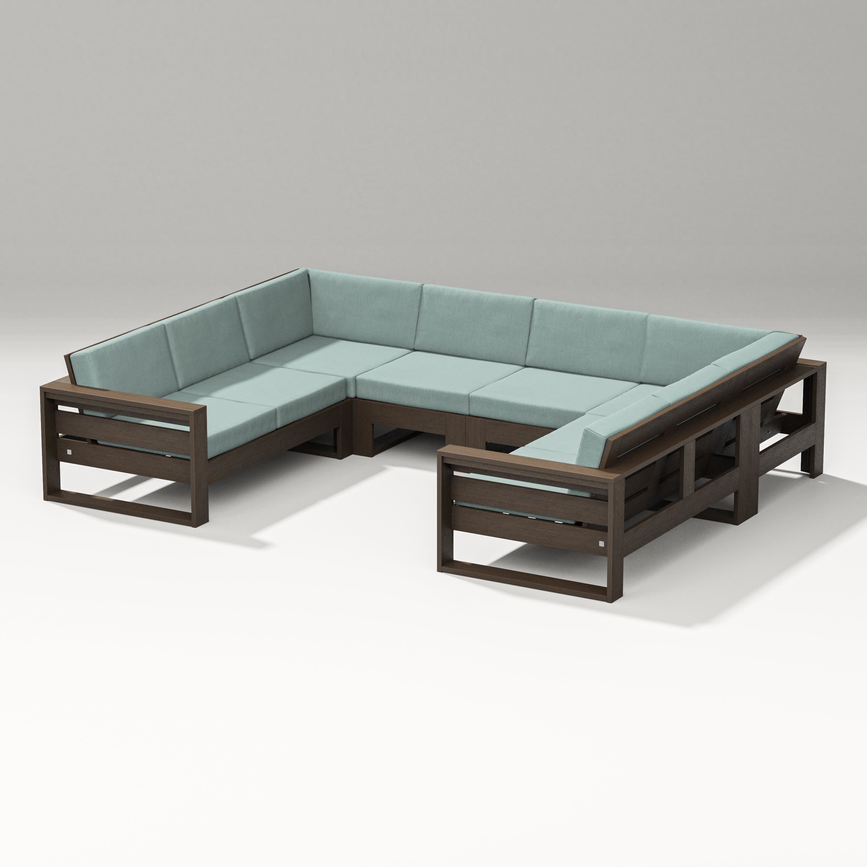 Latitude U-Shaped Sectional in Kona / Glacier Spa