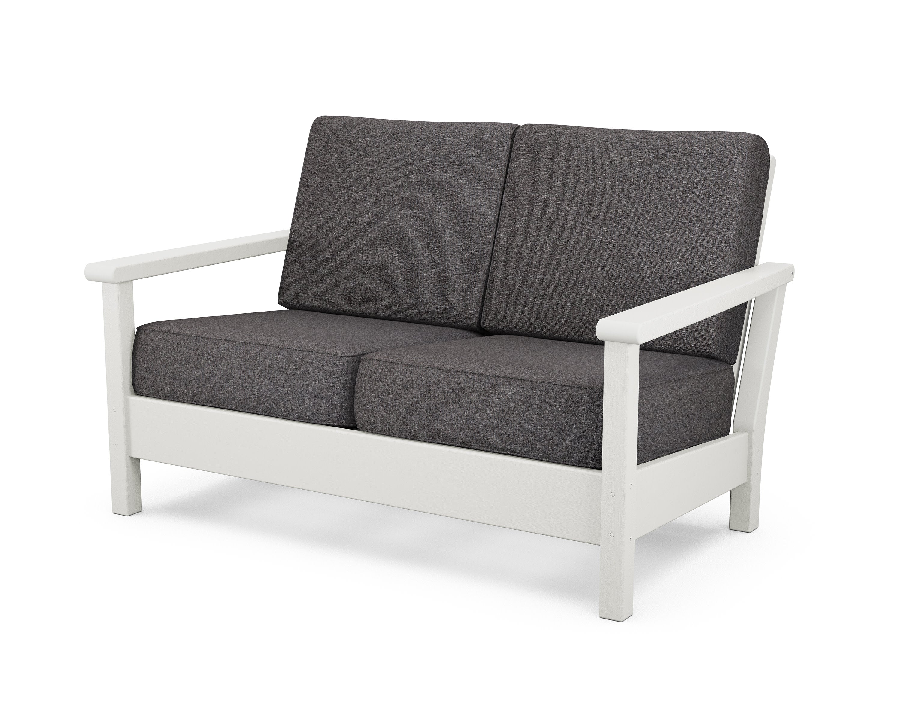 Harbour Deep Seating Loveseat in Vintage White / Ash Charcoal