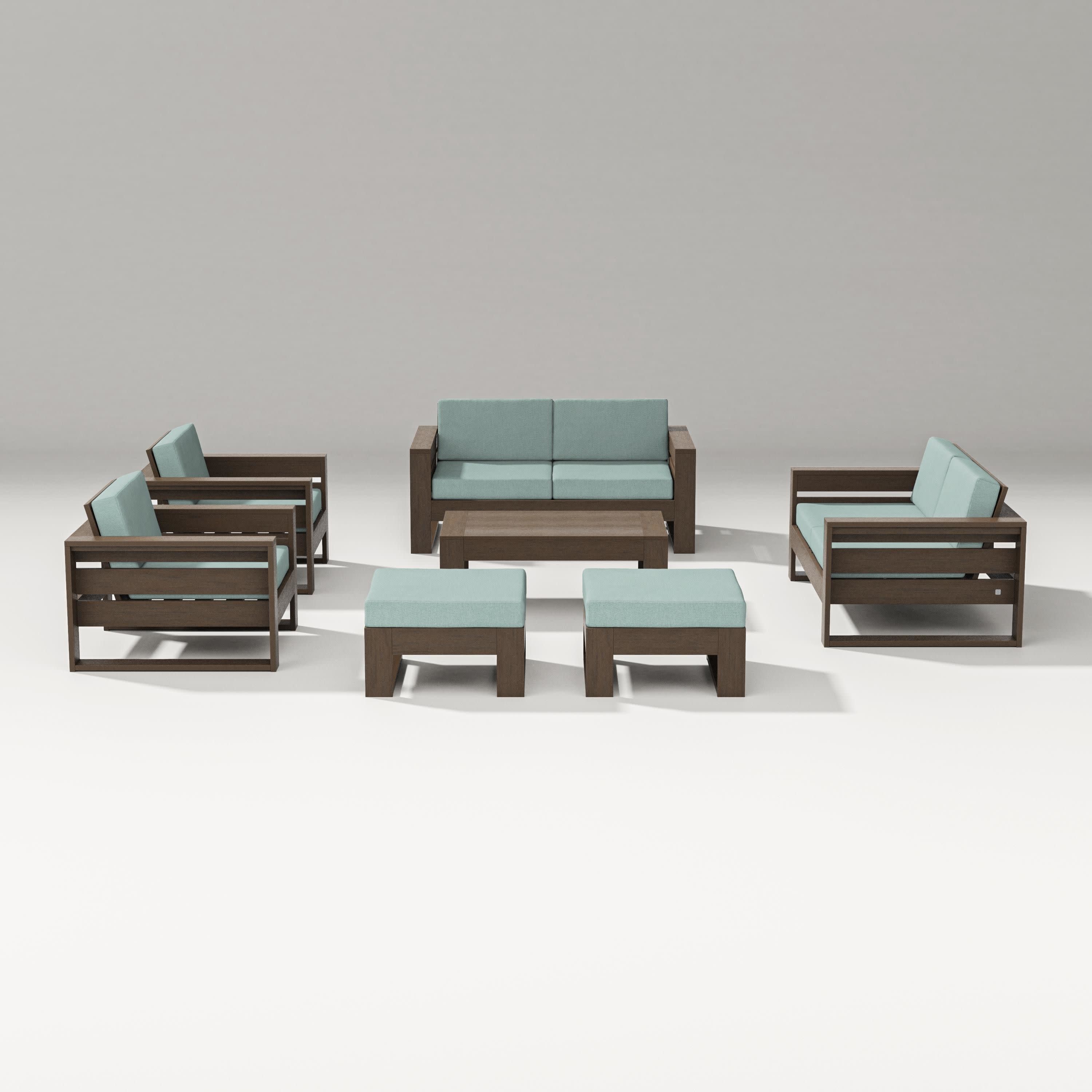 Latitude 7-Piece Lounge Loveseat Set in Kona / Glacier Spa
