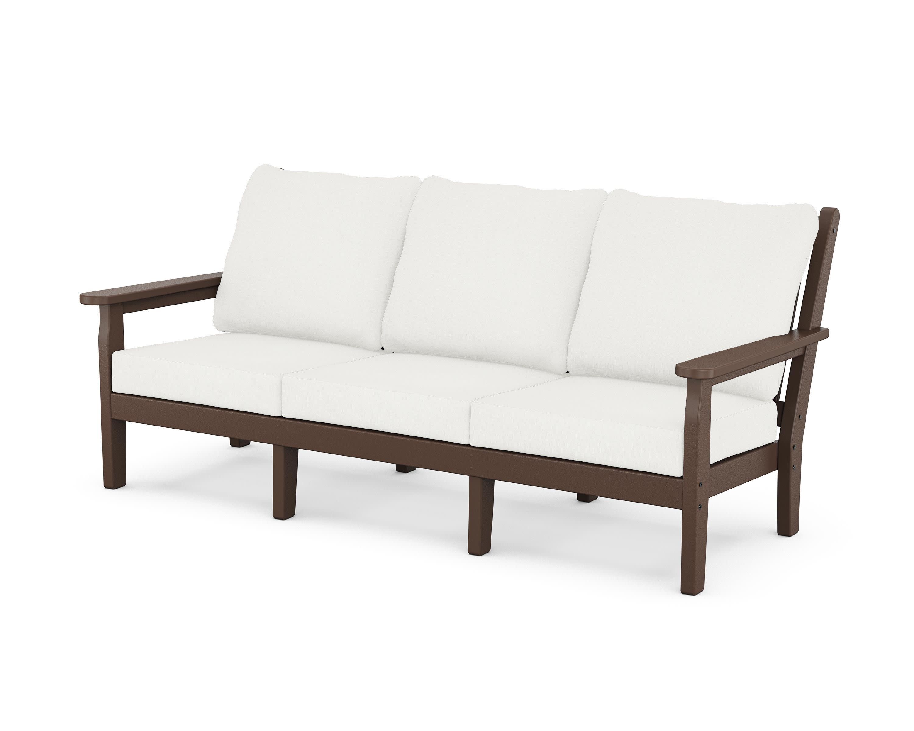 Chippendale Deep Seating Sofa in Mahogany / Natural Linen