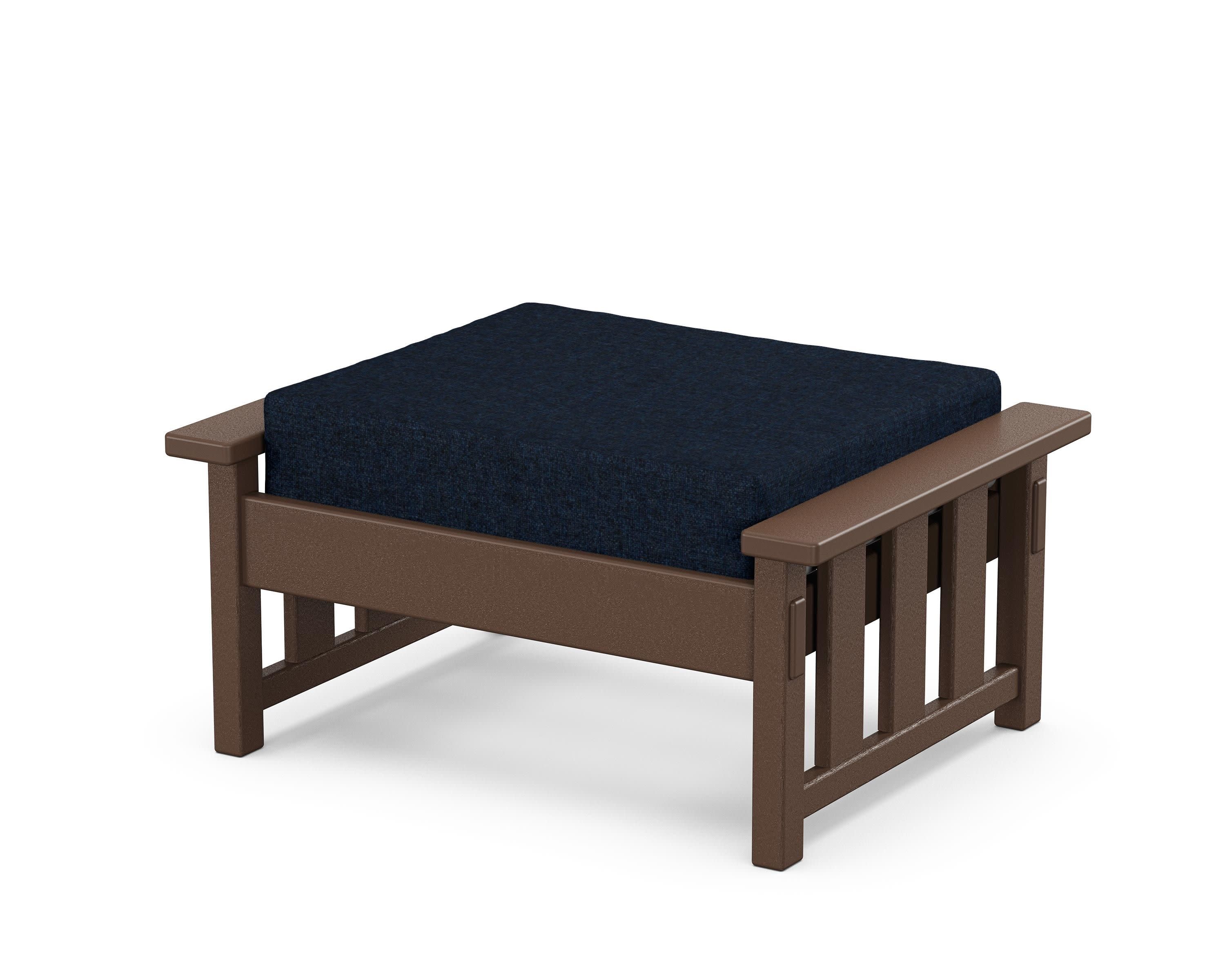 Acadia Deep Seating Ottoman in Mahogany / Marine Indigo