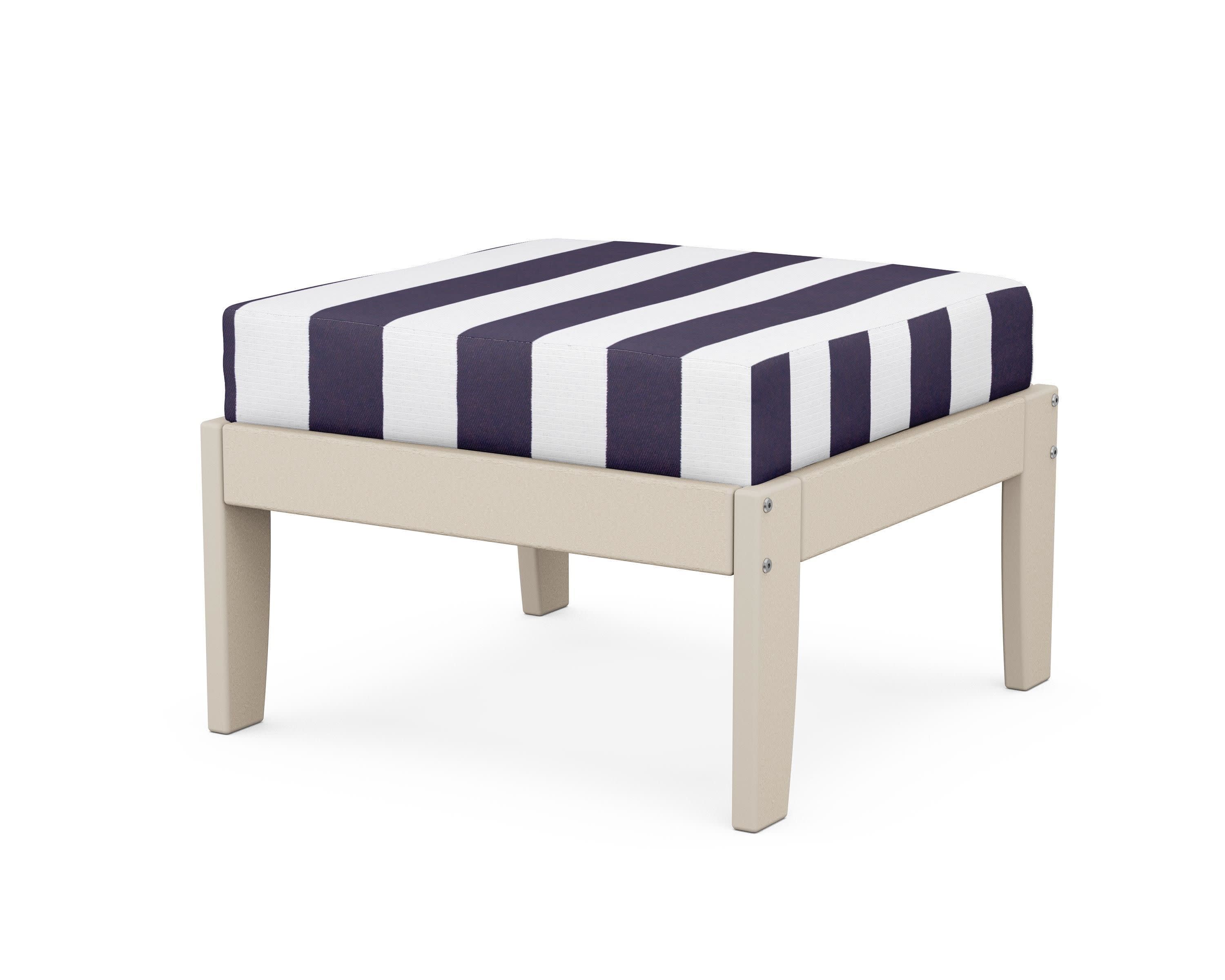 Modular Ottoman - Classic in Sand / Cabana Stripe Navy