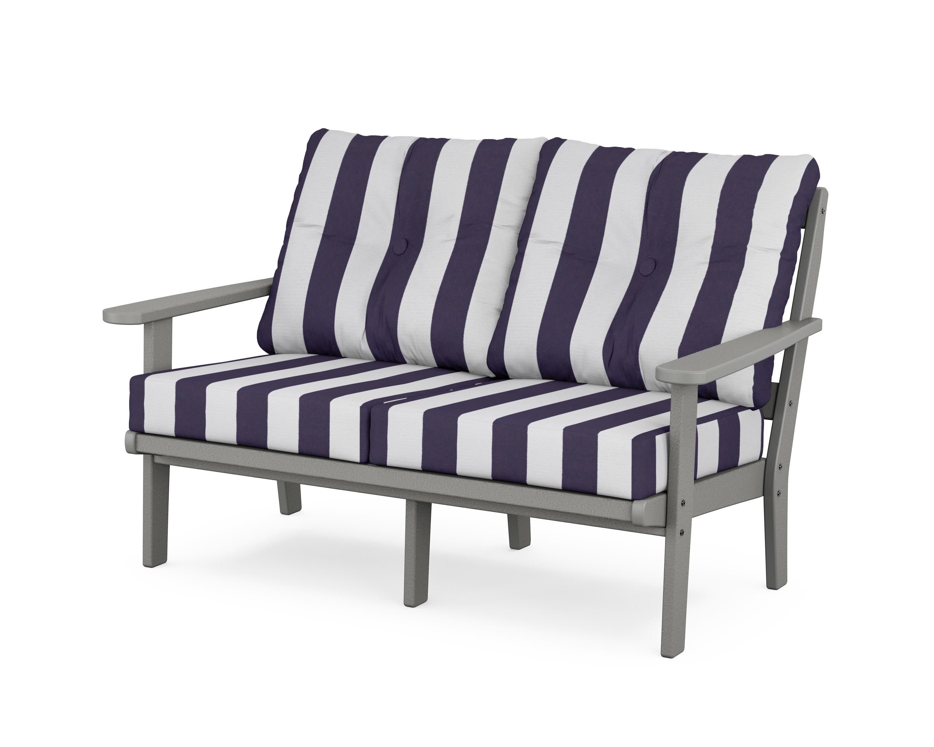 Mission Deep SeatingLoveseat in Slate Grey / Cabana Stripe Navy
