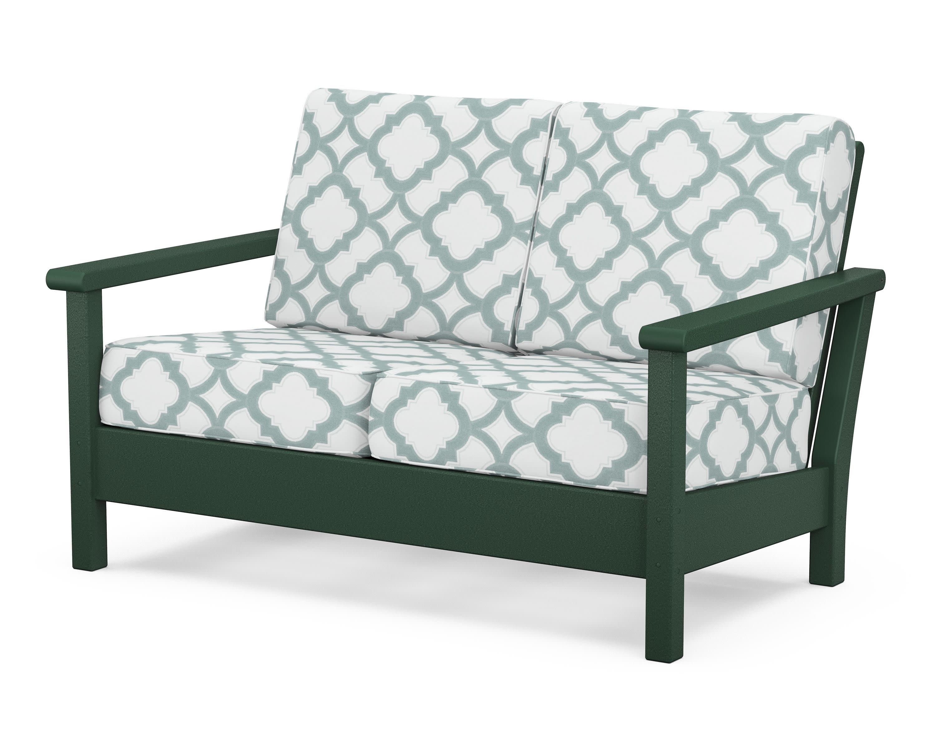 Harbour Deep Seating Loveseat in Green / Trellis Glacier Spa