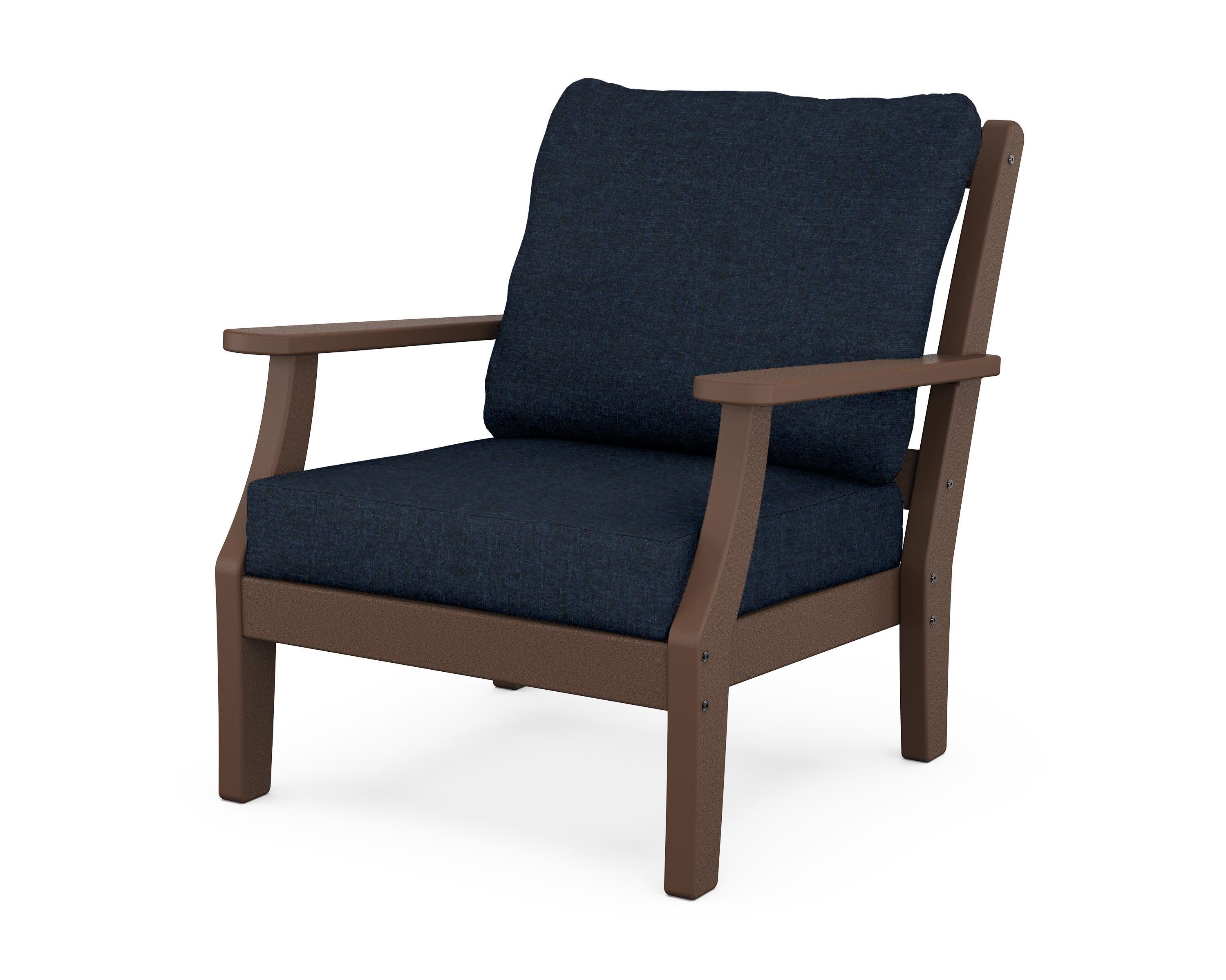 Chinoiserie Deep Seating Chair in Mahogany / Marine Indigo